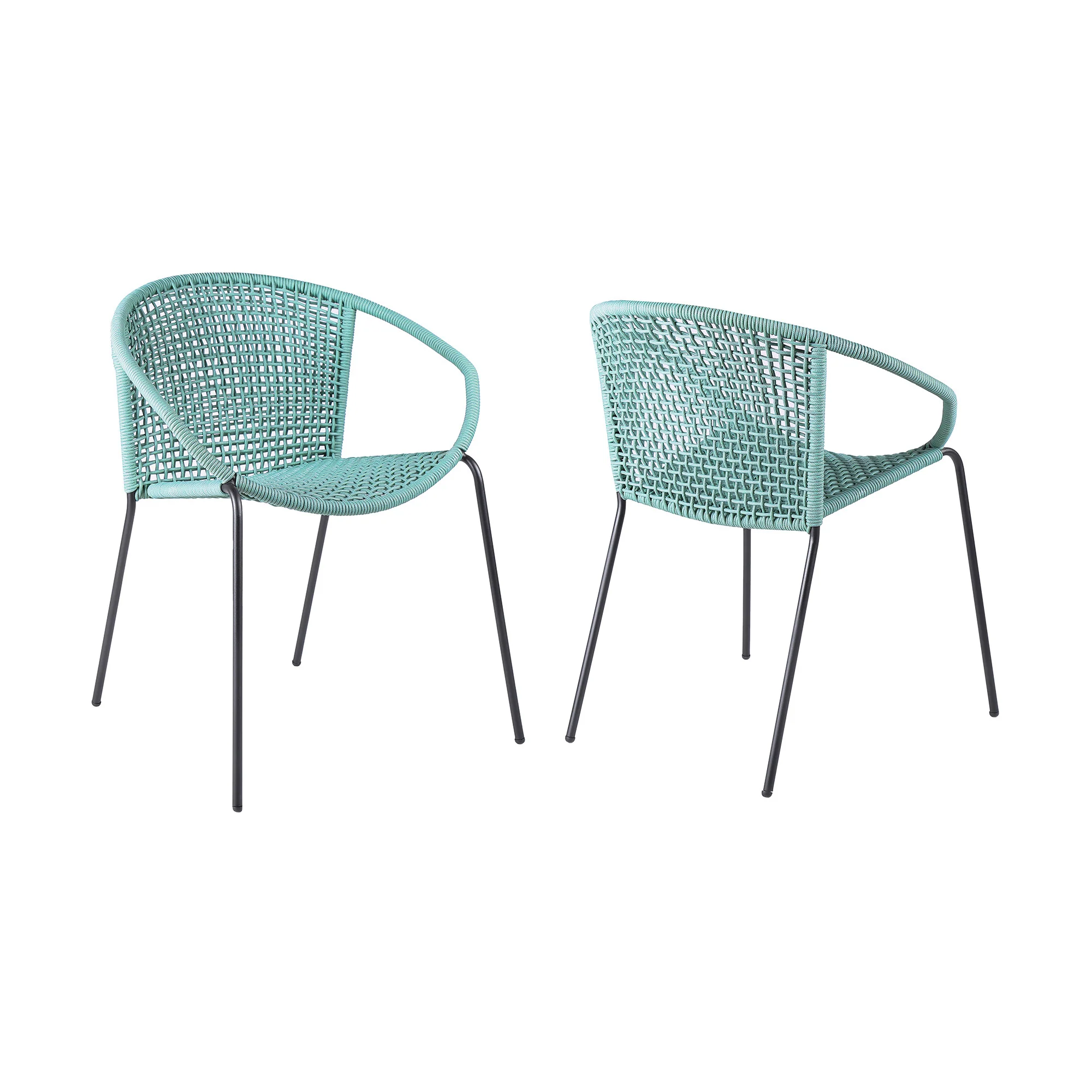 Set of Two Green Metal Outdoor Dining Chair By Homeroots - Image 4