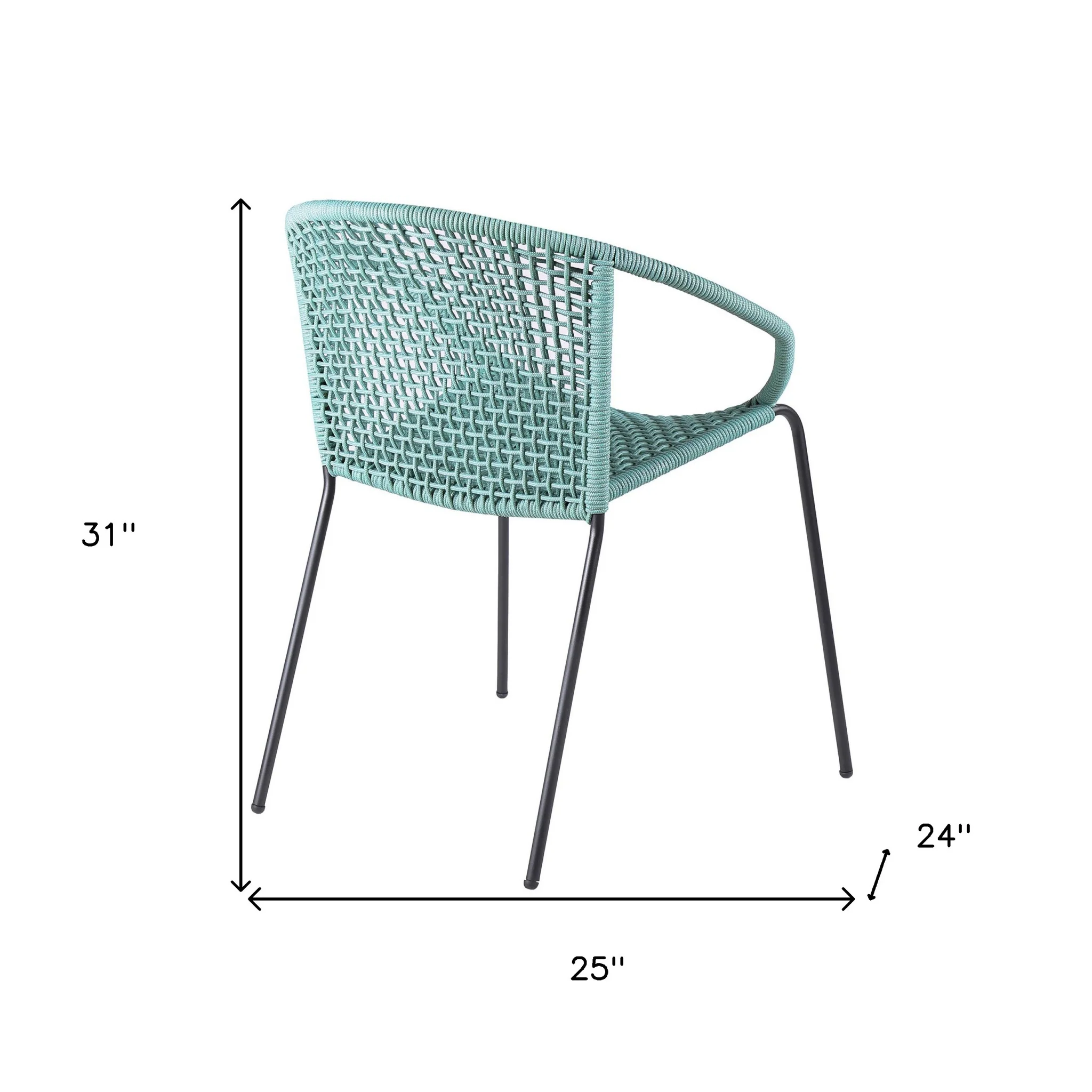 Set of Two Green Metal Outdoor Dining Chair By Homeroots - Image 6