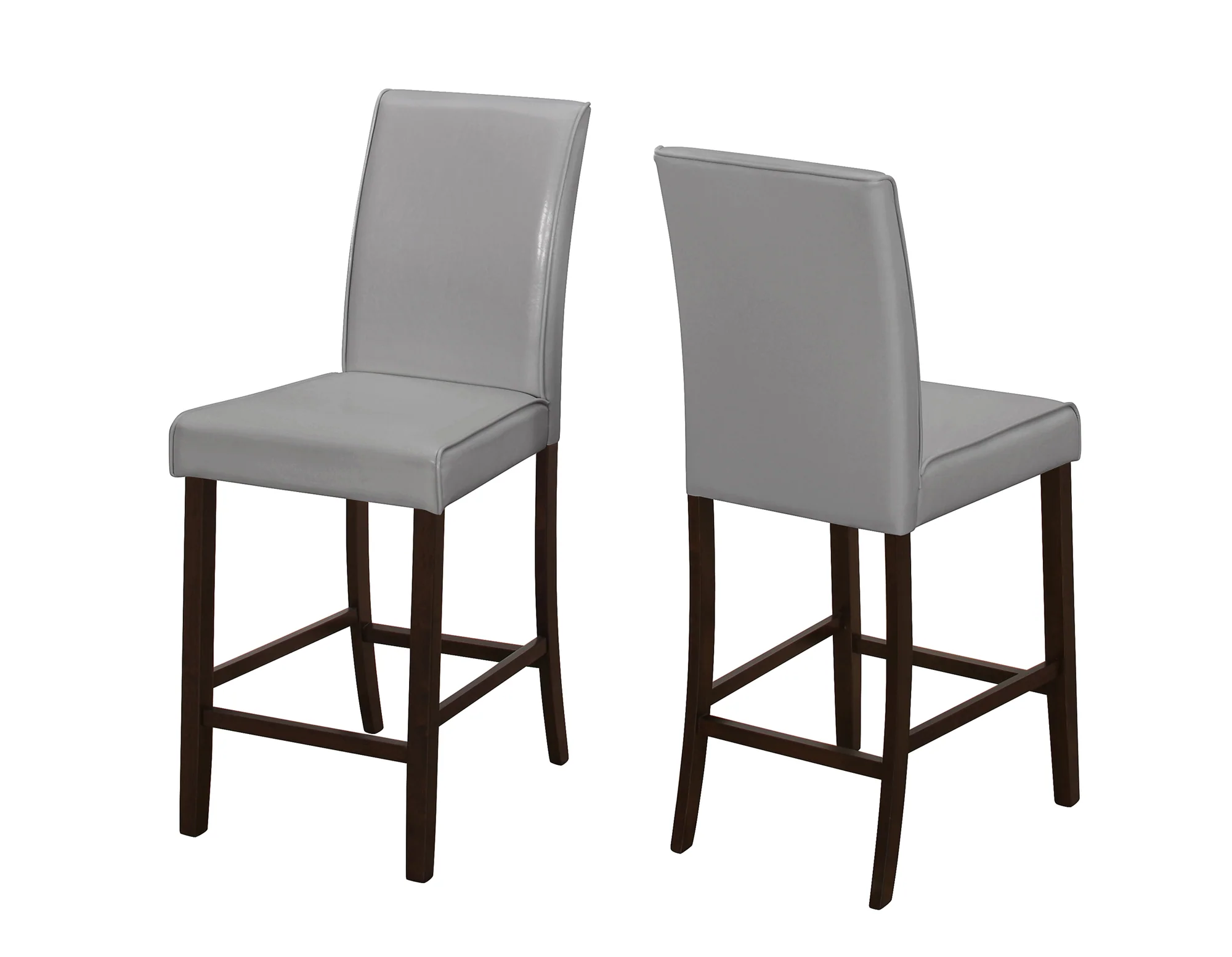 Set of Two Grey Faux Leather Counter Height Dining Chairs By Homeroots - Image 2