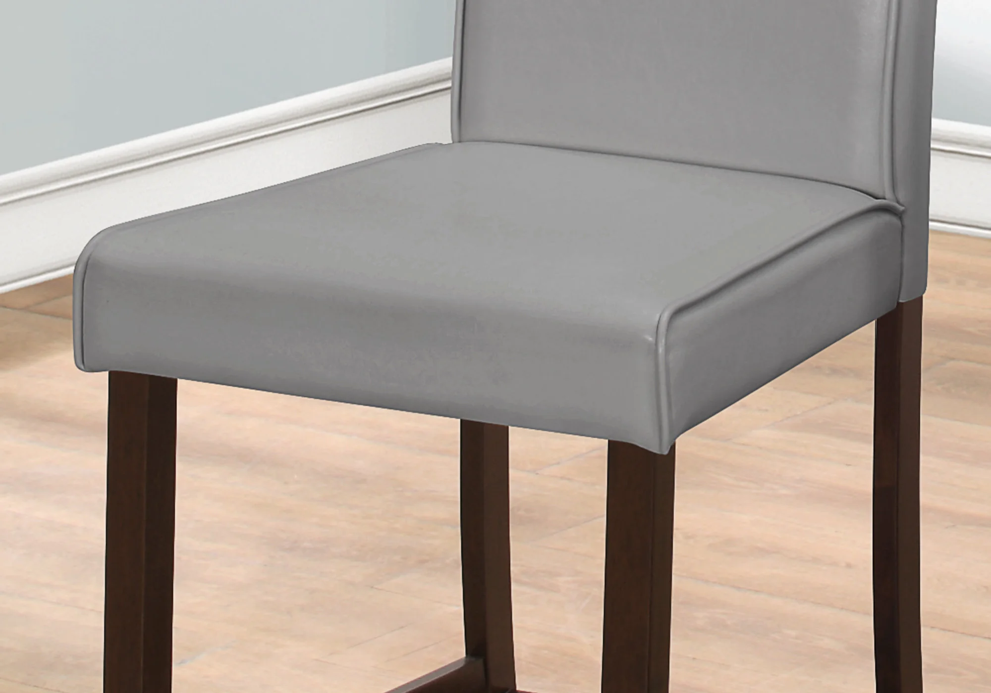 Set of Two Grey Faux Leather Counter Height Dining Chairs By Homeroots - Image 3
