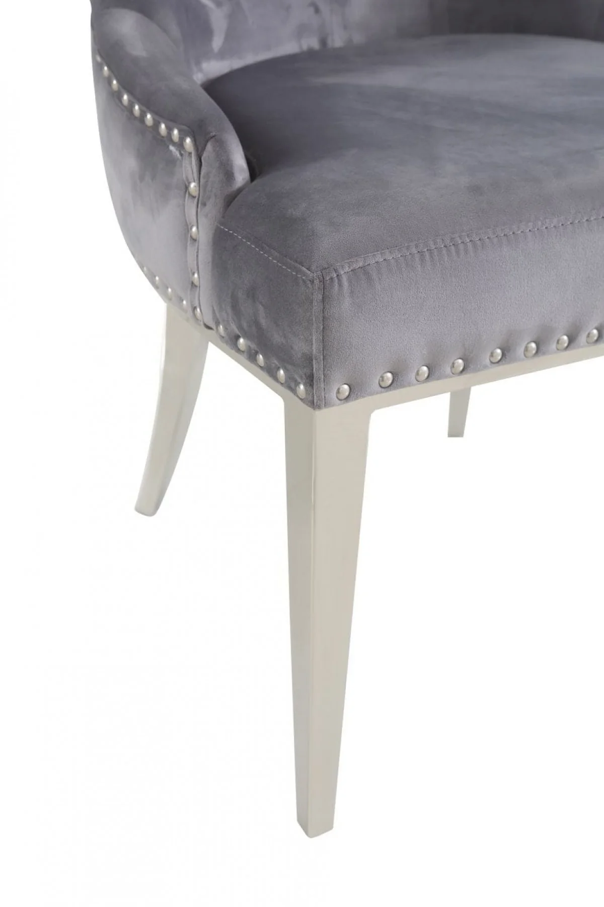 Set of Two Grey Velvet Tufted Dining Chairs By Homeroots - Image 9