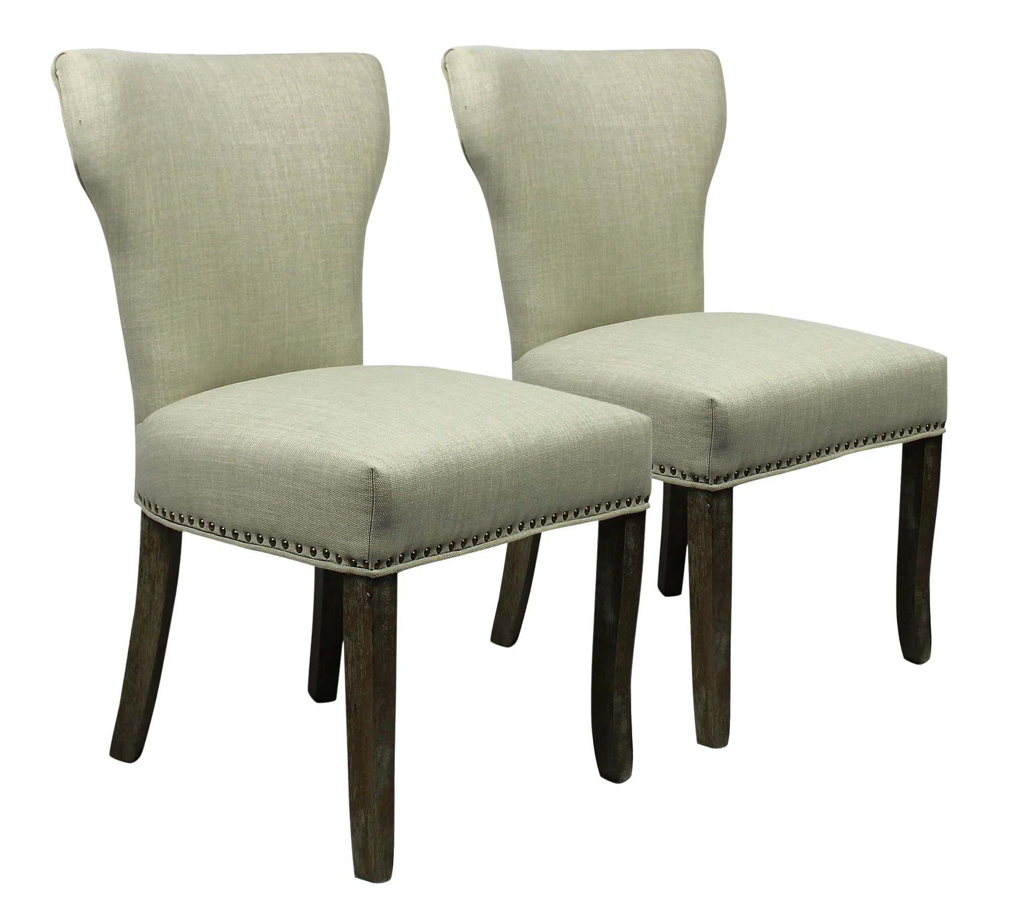 Set of Two Ivory And Brown Upholstered Fabric Dining Parsons Chairs By Homeroots - Image 7