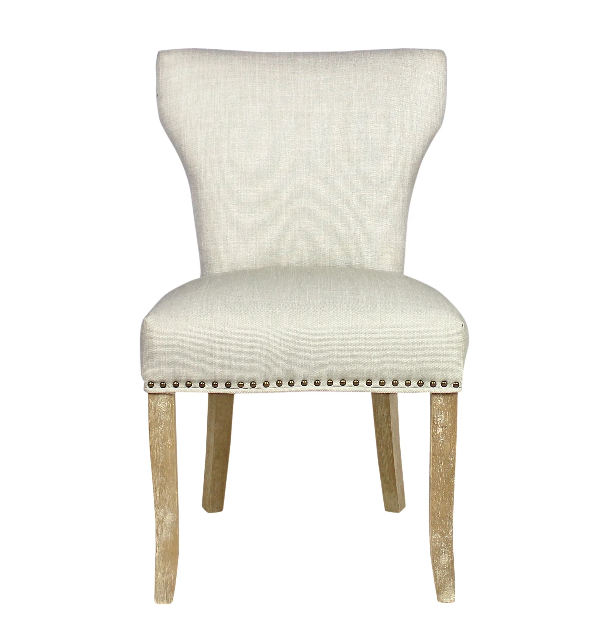 Set of Two Ivory And Natural Upholstered Fabric Dining Parsons Chairs By Homeroots - Image 2