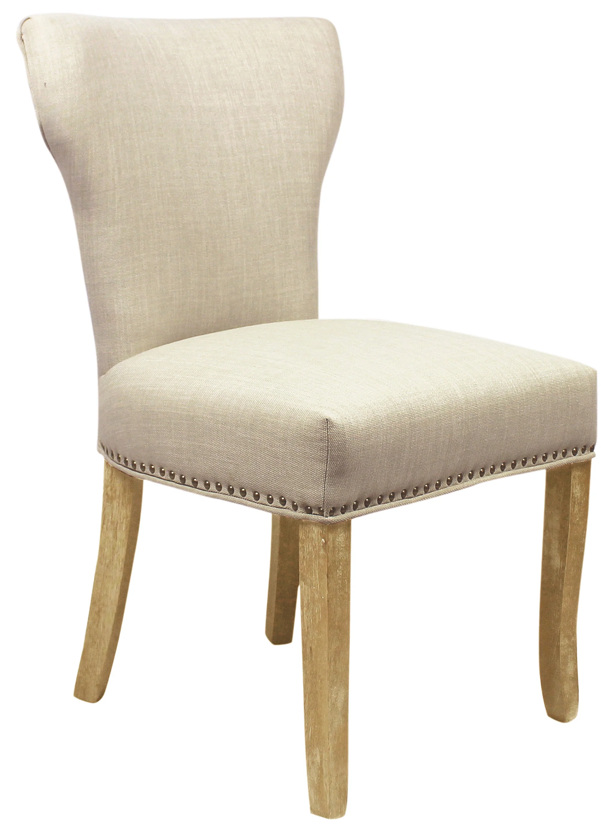 Set of Two Ivory And Natural Upholstered Fabric Dining Parsons Chairs By Homeroots - Image 3