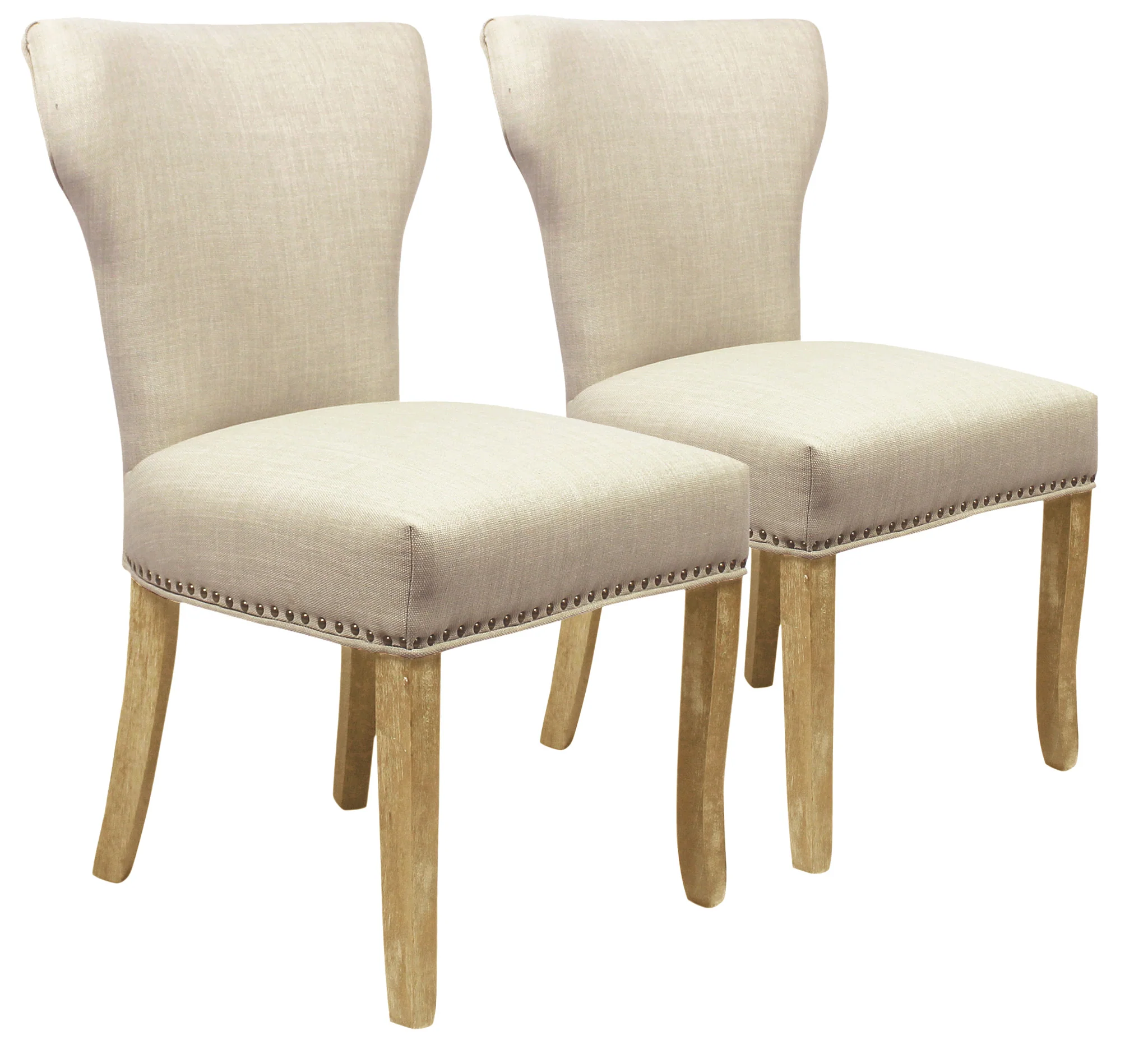 Set of Two Ivory And Natural Upholstered Fabric Dining Parsons Chairs By Homeroots - Image 7