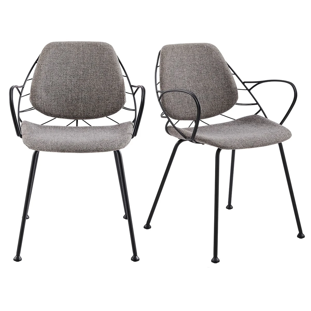 Set Of Two Leaf Dark Gray Fabric And Black Dining Armchairs By Homeroots - Image 15