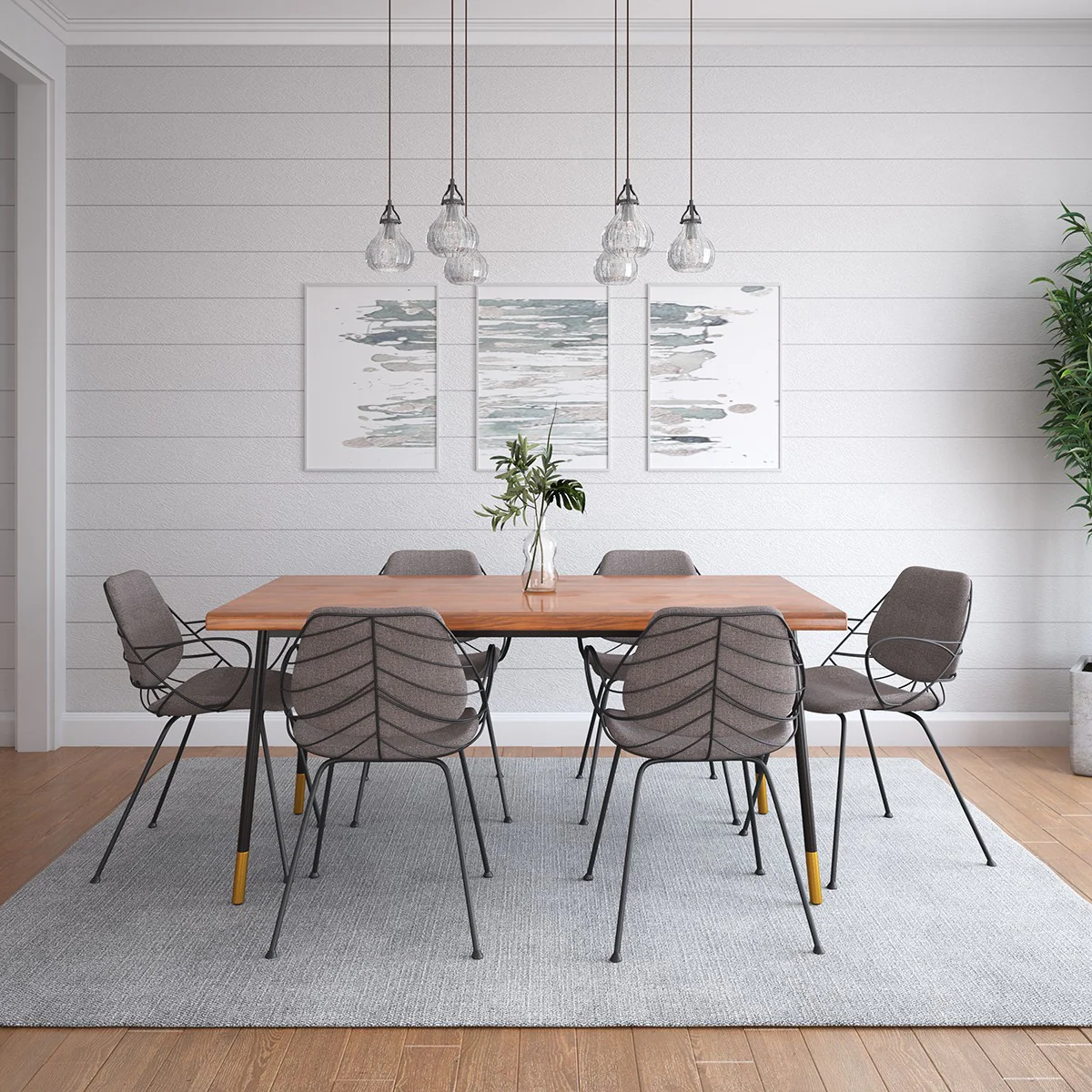 Set Of Two Leaf Dark Gray Fabric And Black Dining Armchairs By Homeroots - Image 16