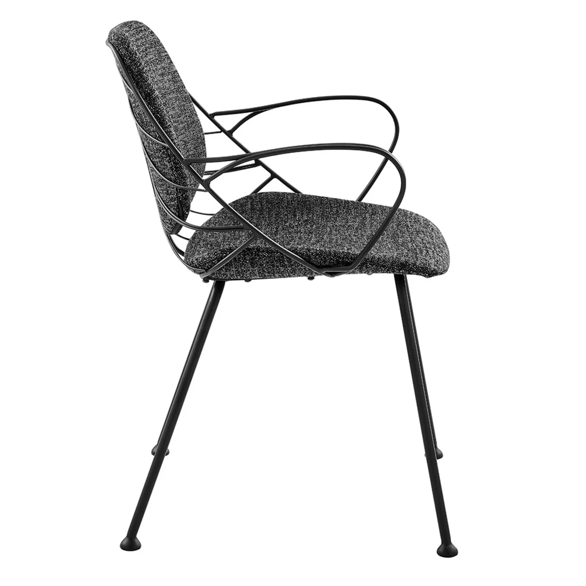 Set Of Two Leaf Dark Gray Fabric And Black Dining Armchairs By Homeroots - Image 3