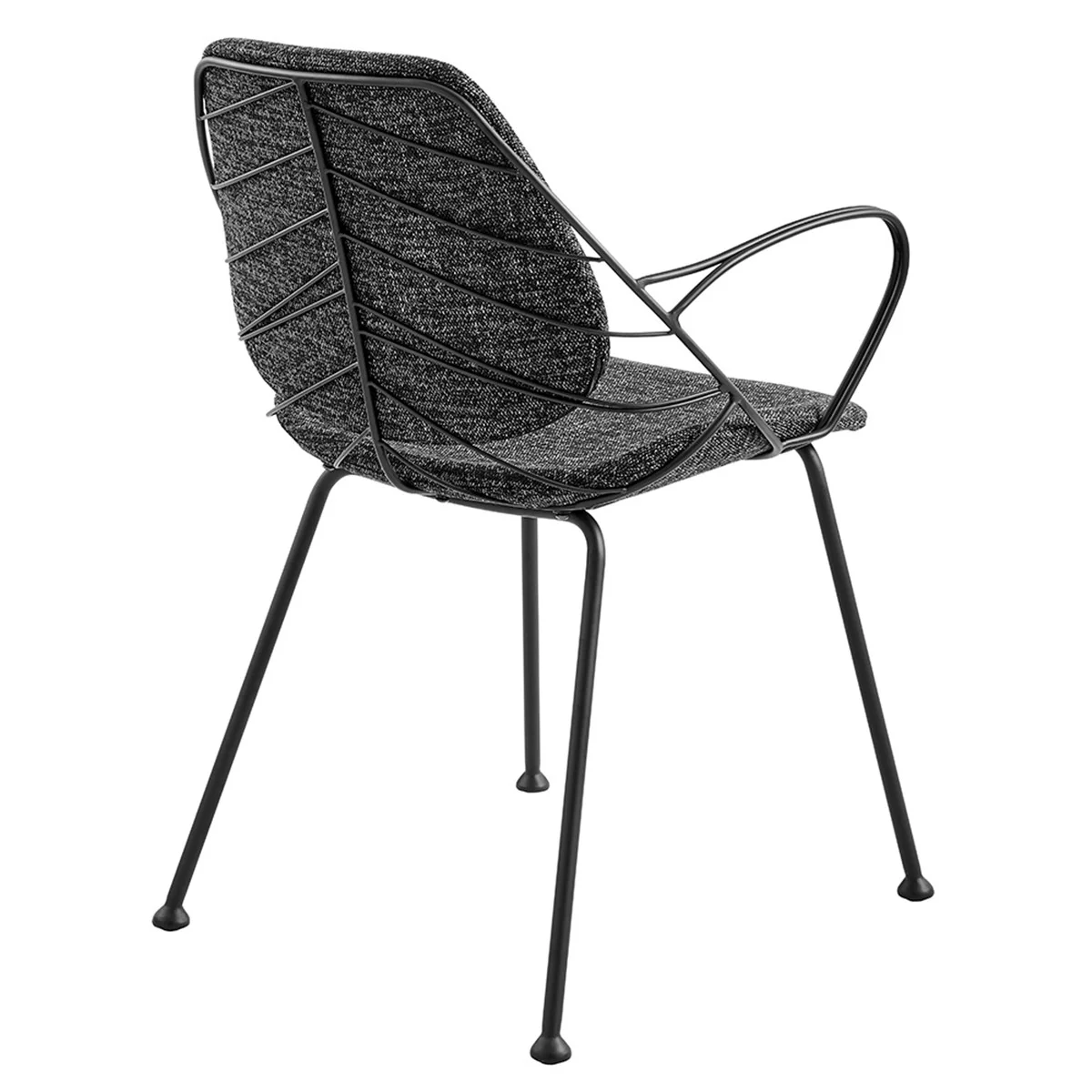 Set Of Two Leaf Dark Gray Fabric And Black Dining Armchairs By Homeroots - Image 4