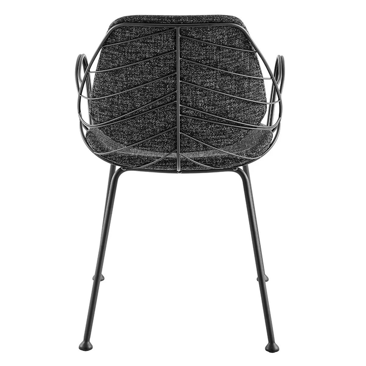 Set Of Two Leaf Dark Gray Fabric And Black Dining Armchairs By Homeroots - Image 5