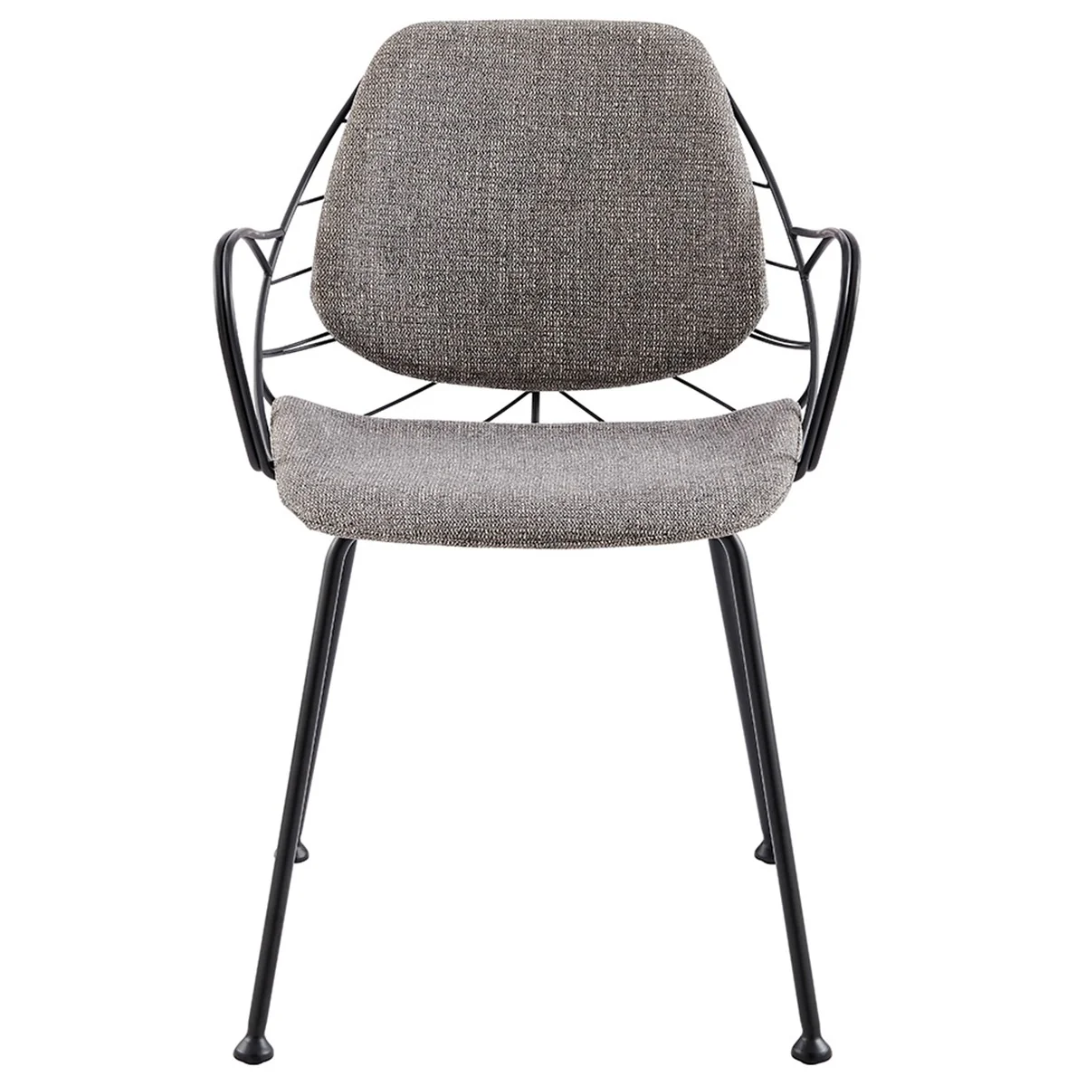 Set Of Two Leaf Dark Gray Fabric And Black Dining Armchairs By Homeroots - Image 9