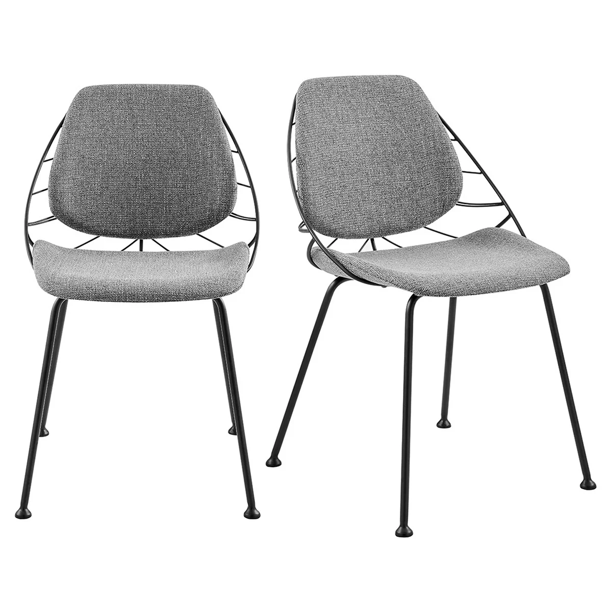Set Of Two Leaf Dark Gray Fabric And Black Dining Chairs By Homeroots - Image 14