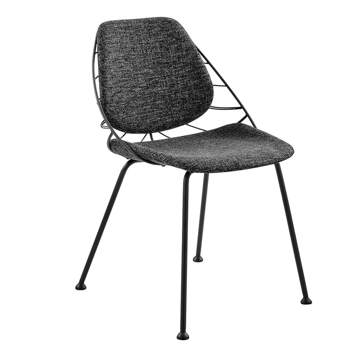 Set Of Two Leaf Dark Gray Fabric And Black Dining Chairs By Homeroots - Image 2