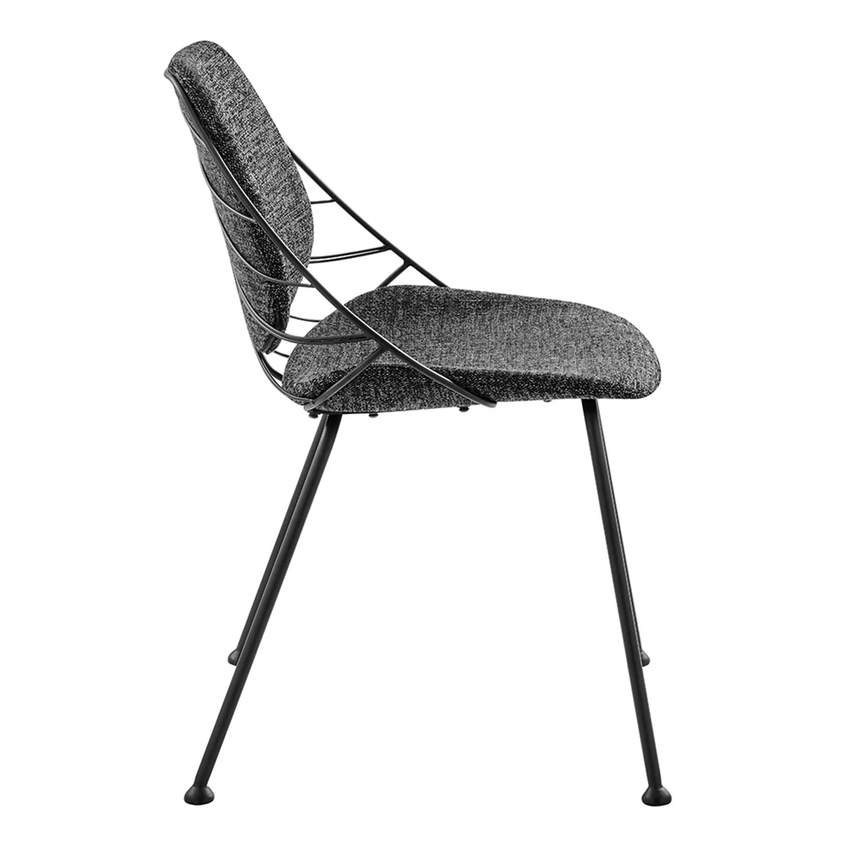 Set Of Two Leaf Dark Gray Fabric And Black Dining Chairs By Homeroots - Image 3