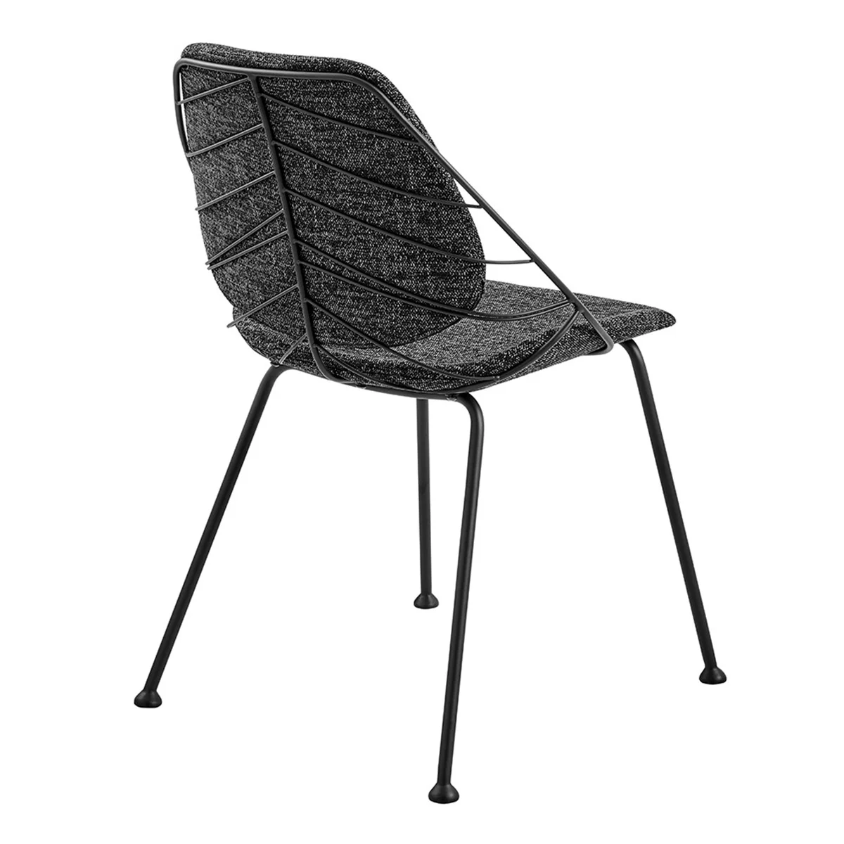Set Of Two Leaf Dark Gray Fabric And Black Dining Chairs By Homeroots - Image 4