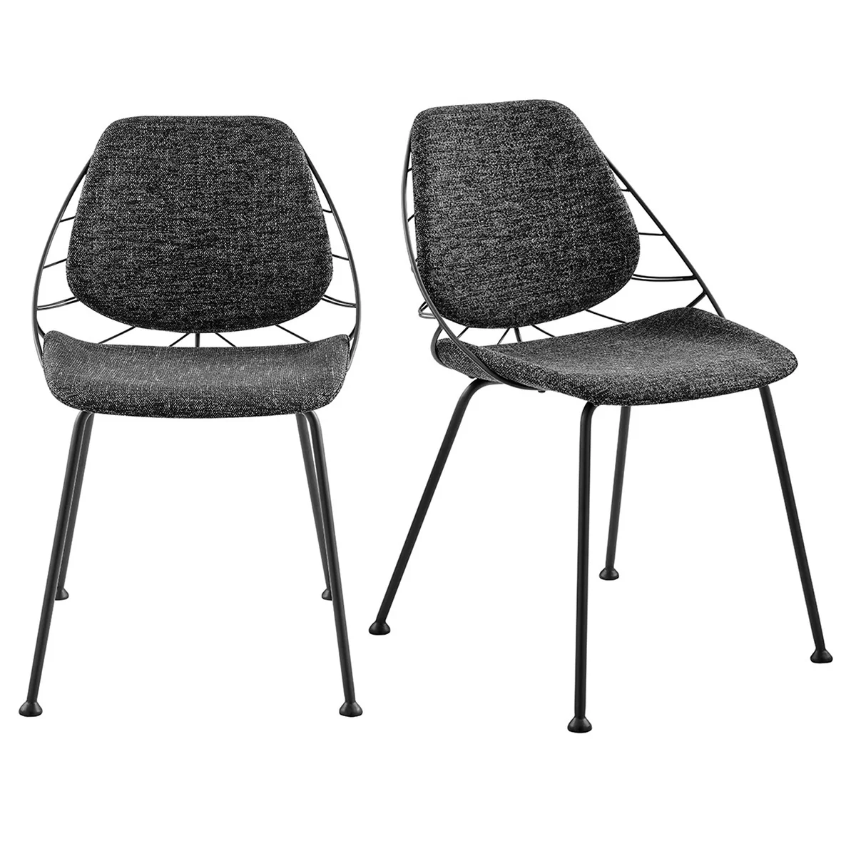 Set Of Two Leaf Dark Gray Fabric And Black Dining Chairs By Homeroots - Image 7