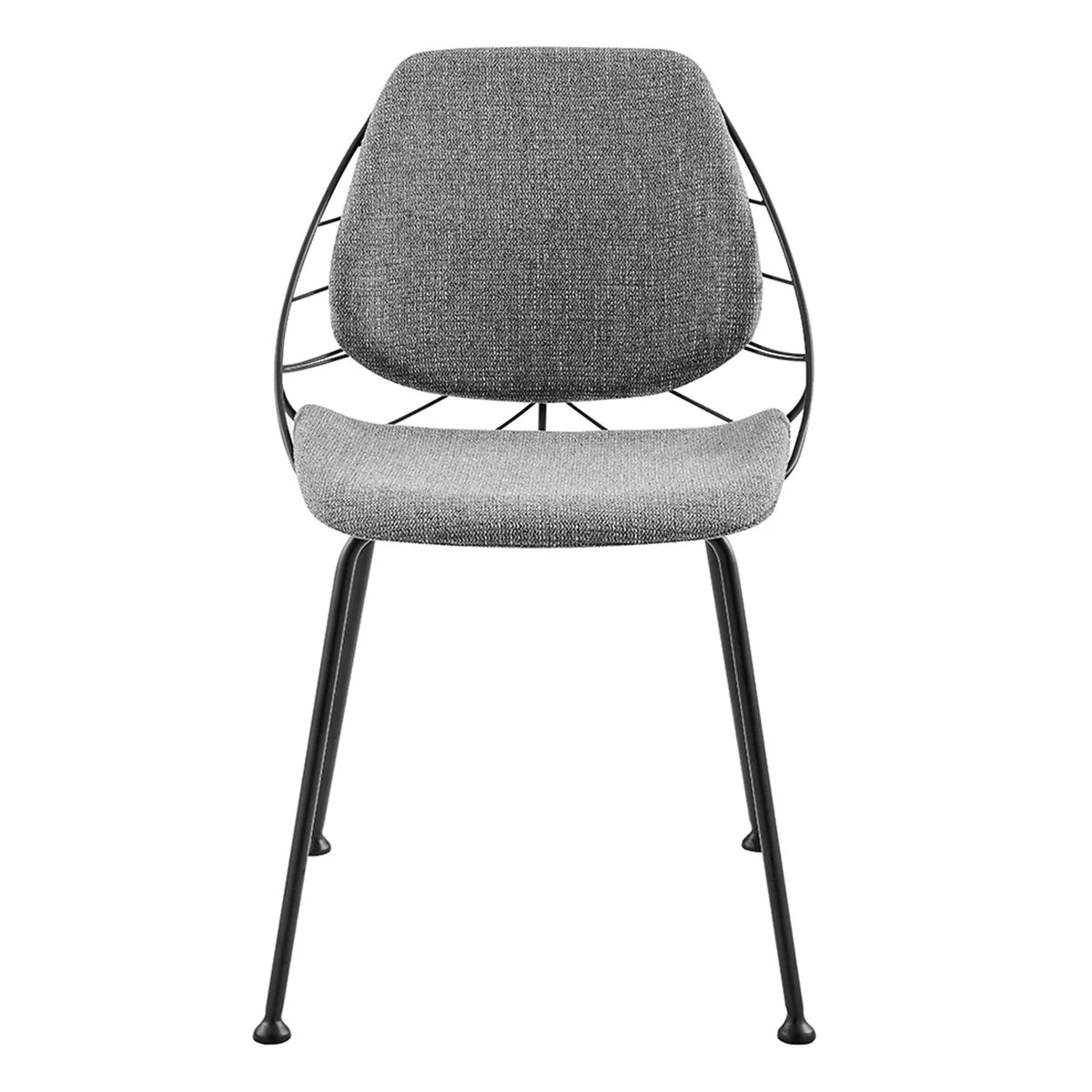 Set Of Two Leaf Dark Gray Fabric And Black Dining Chairs By Homeroots - Image 8