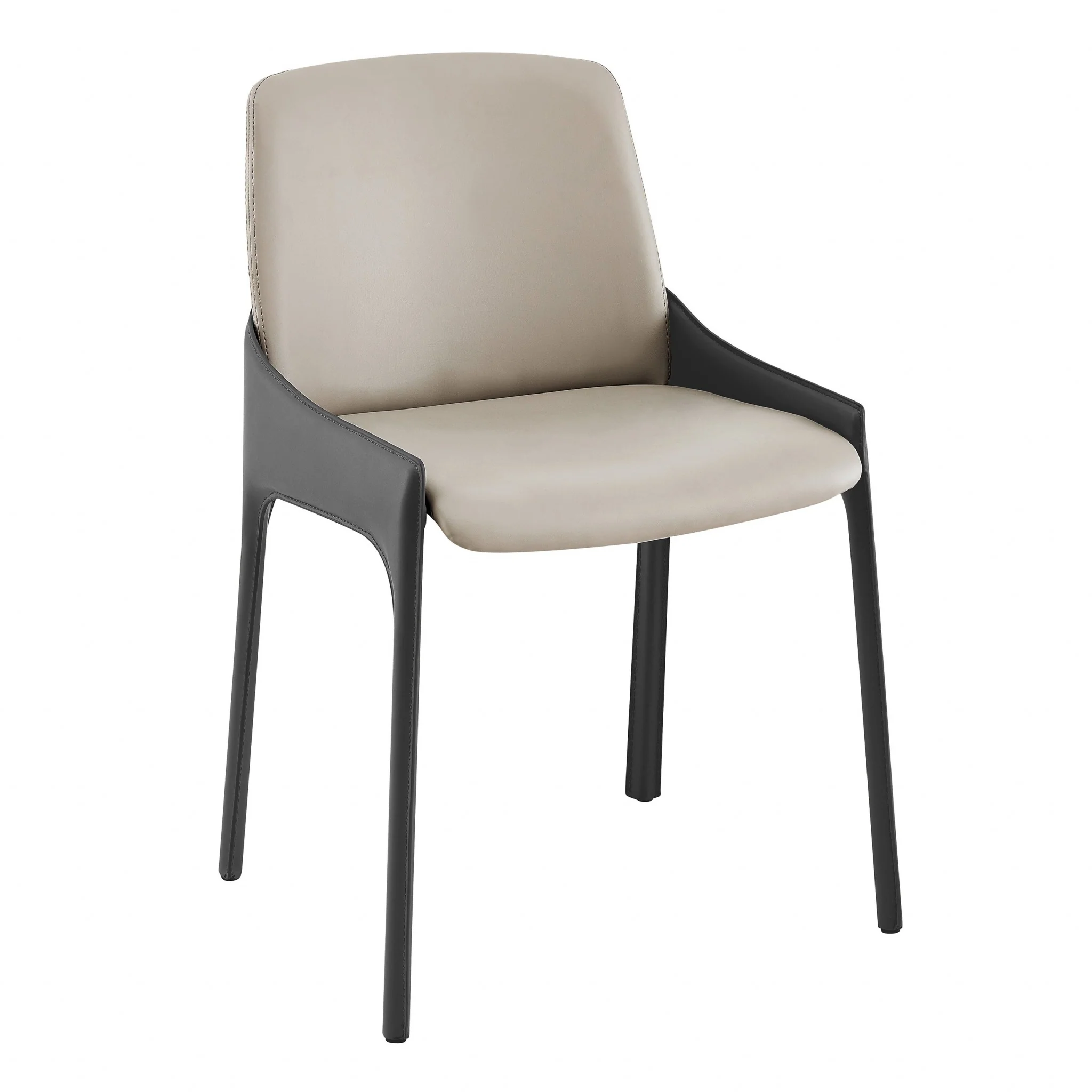Set Of Two Light And Dark Gray Faux Faux Leather Side Chairs By Homeroots - Image 2