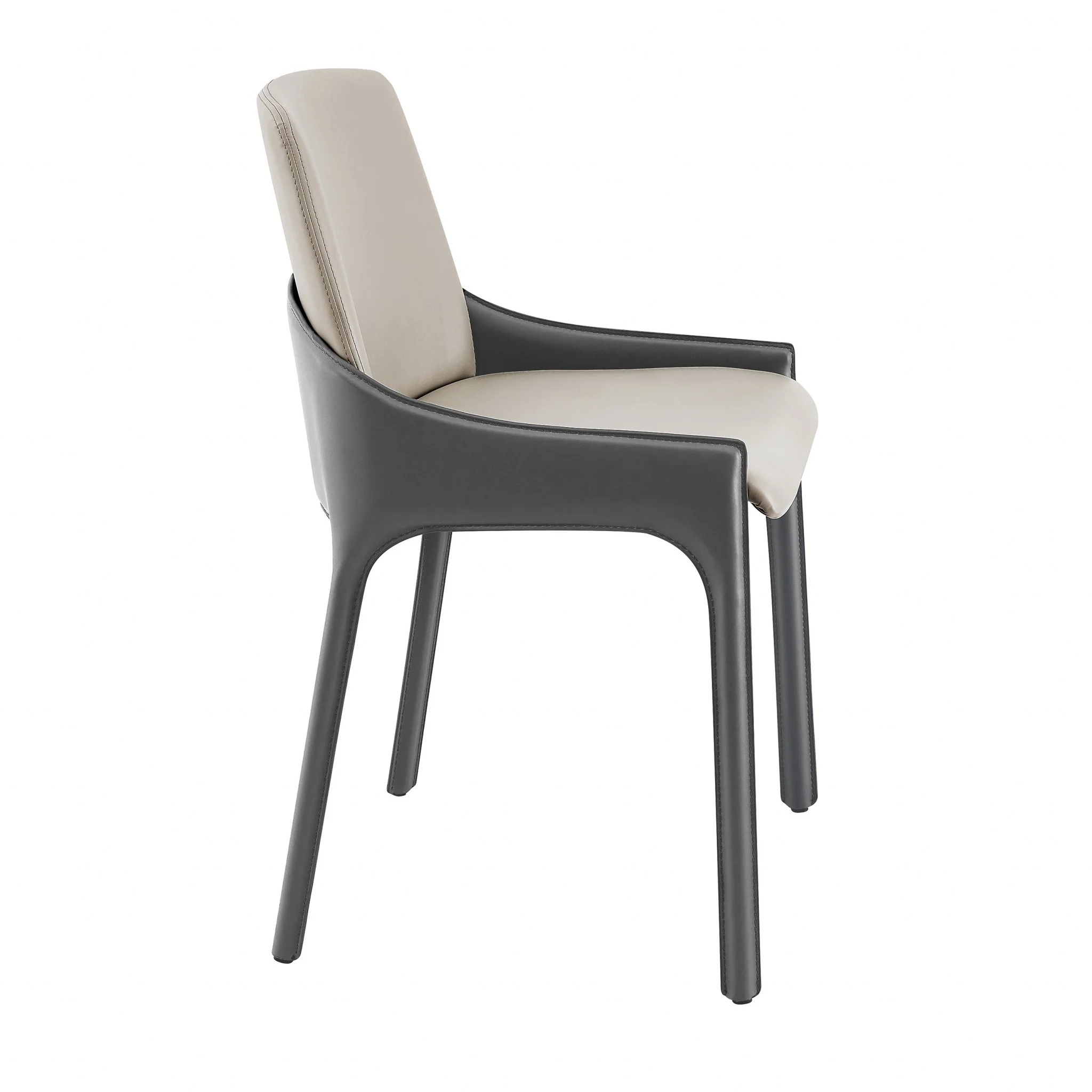 Set Of Two Light And Dark Gray Faux Faux Leather Side Chairs By Homeroots - Image 3