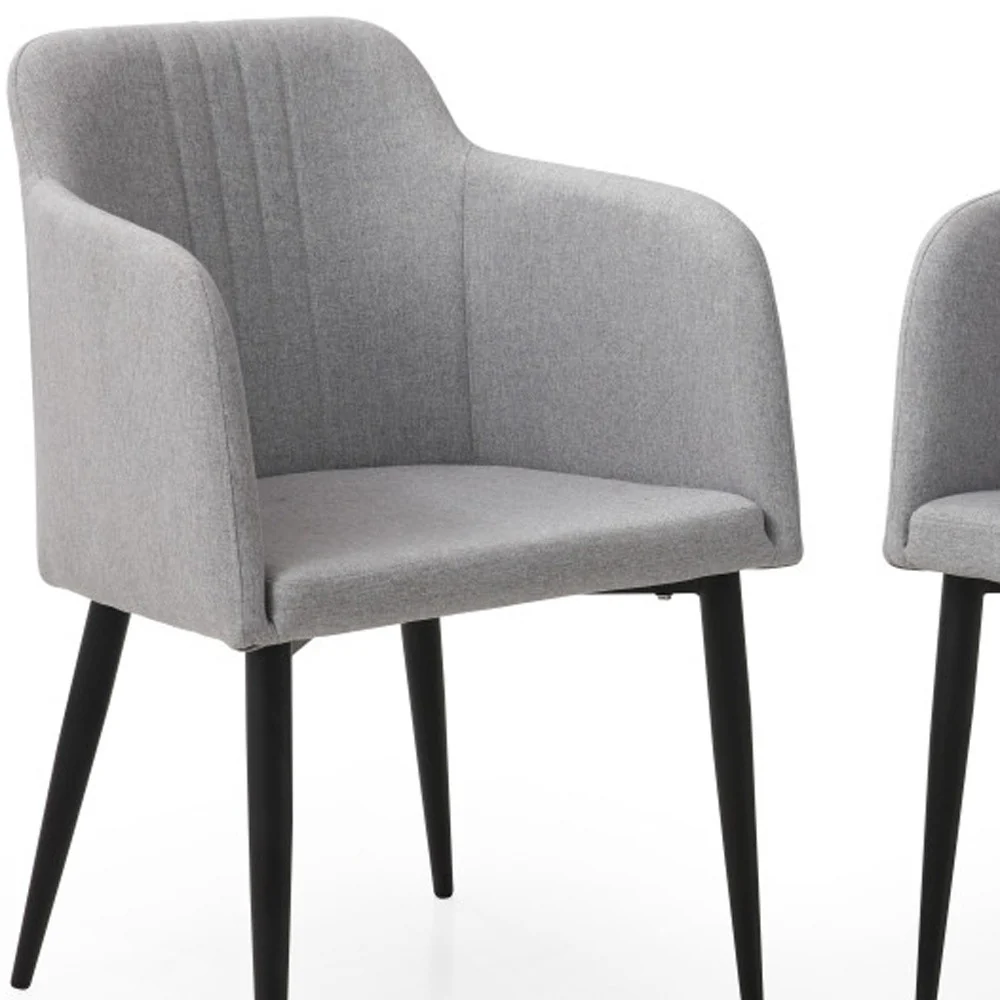 Set of Two Light Gray and Black Upholstered Arm Chair By Homeroots - Image 3