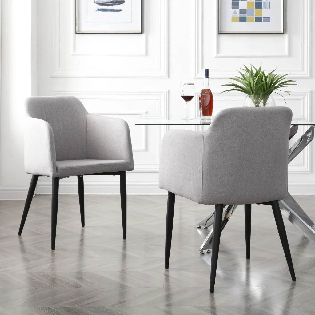 Set of Two Light Gray and Black Upholstered Arm Chair By Homeroots - Image 4