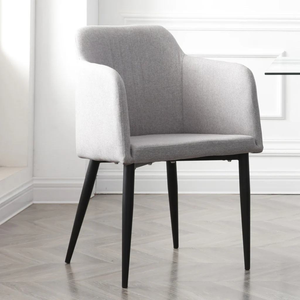 Set of Two Light Gray and Black Upholstered Arm Chair By Homeroots - Image 5