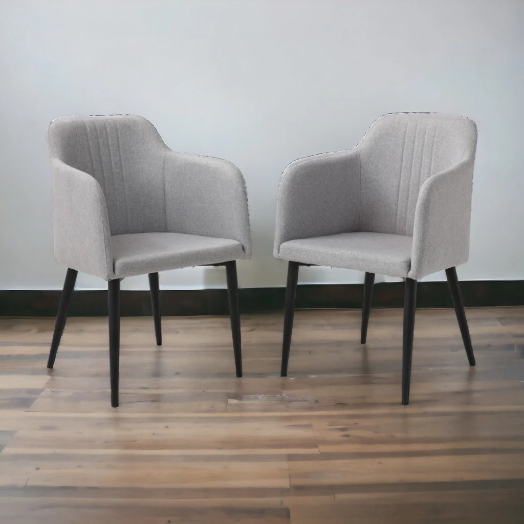 Set of Two Light Gray and Black Upholstered Arm Chair By Homeroots - Image 6