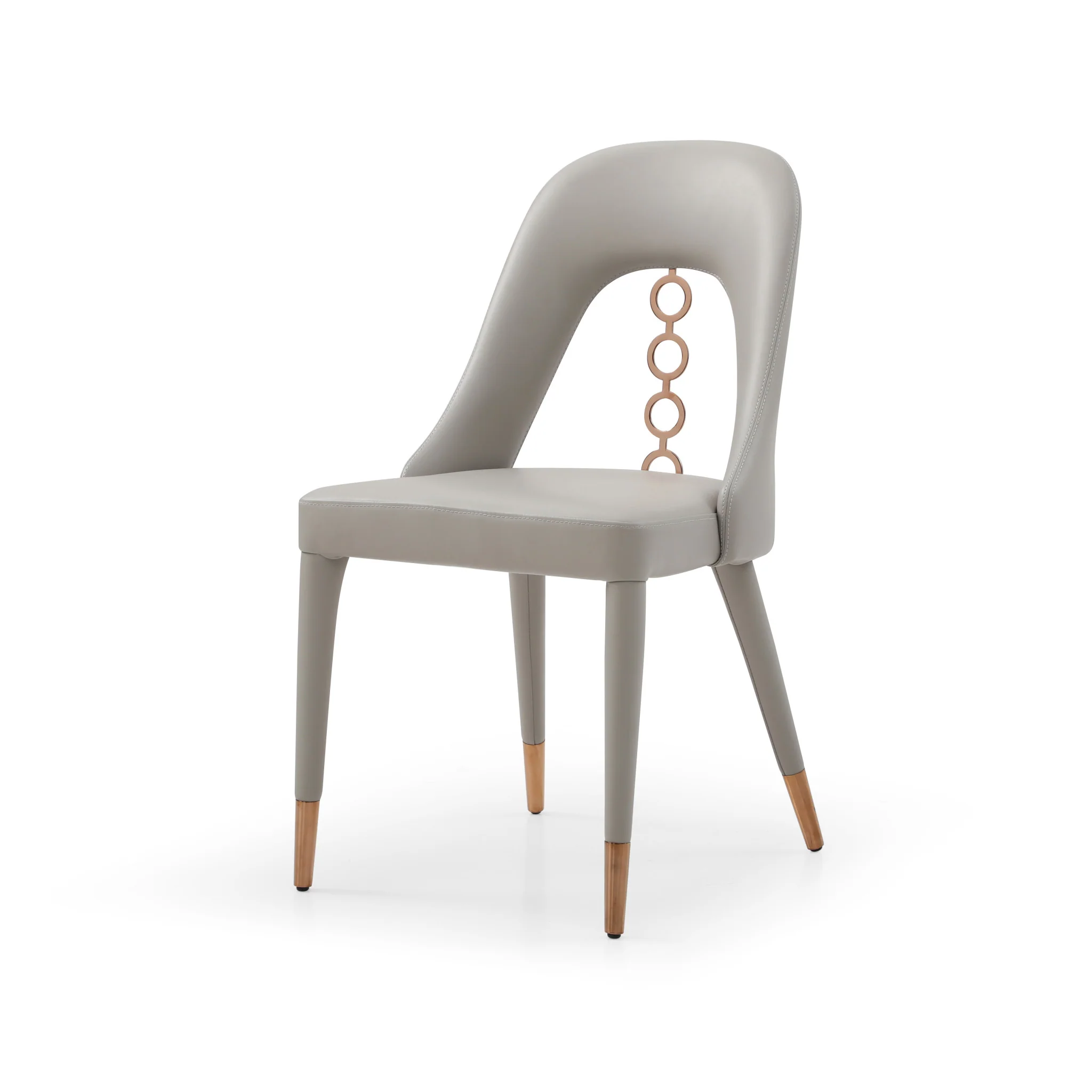 Set of Two Light Gray Faux Leather Dining Side Chairs With Rose Gold Accents By Homeroots - Image 4