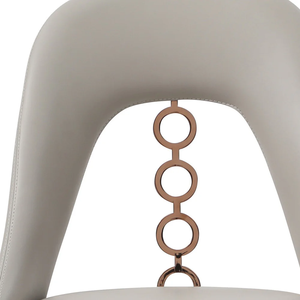 Set of Two Light Gray Faux Leather Dining Side Chairs With Rose Gold Accents By Homeroots - Image 5