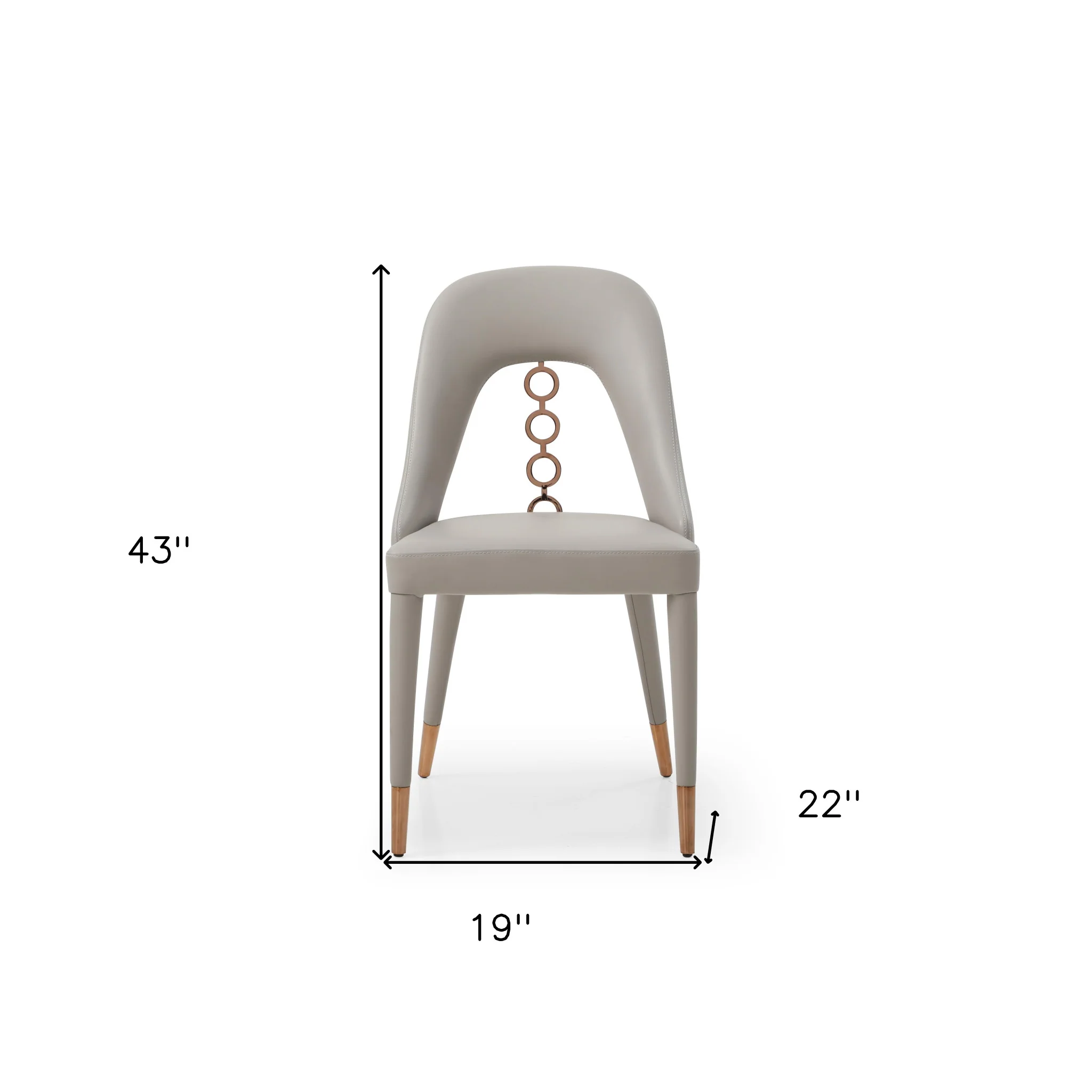 Set of Two Light Gray Faux Leather Dining Side Chairs With Rose Gold Accents By Homeroots - Image 6