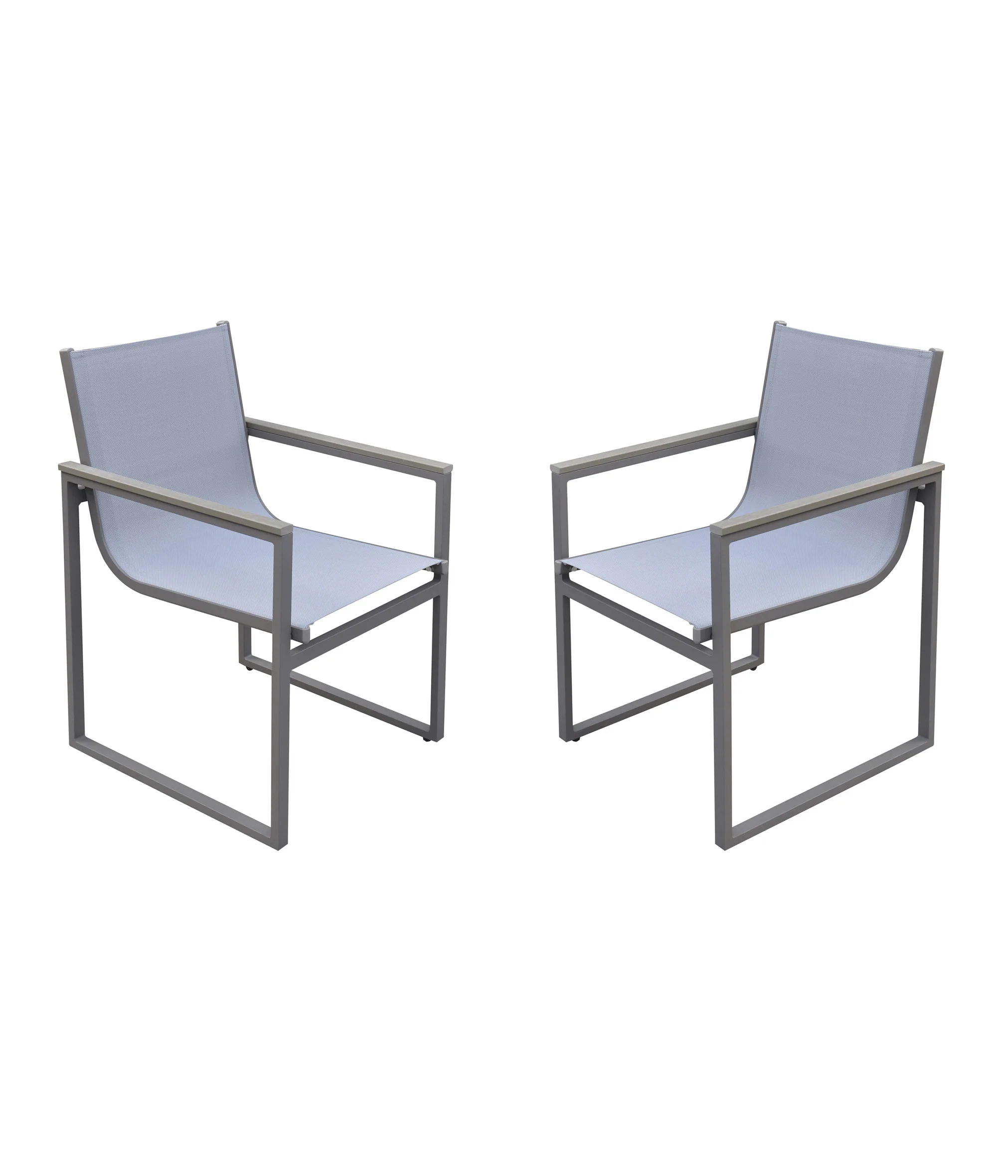 Set of Two Light Gray Metal Outdoor Dining Chair By Homeroots - Image 3