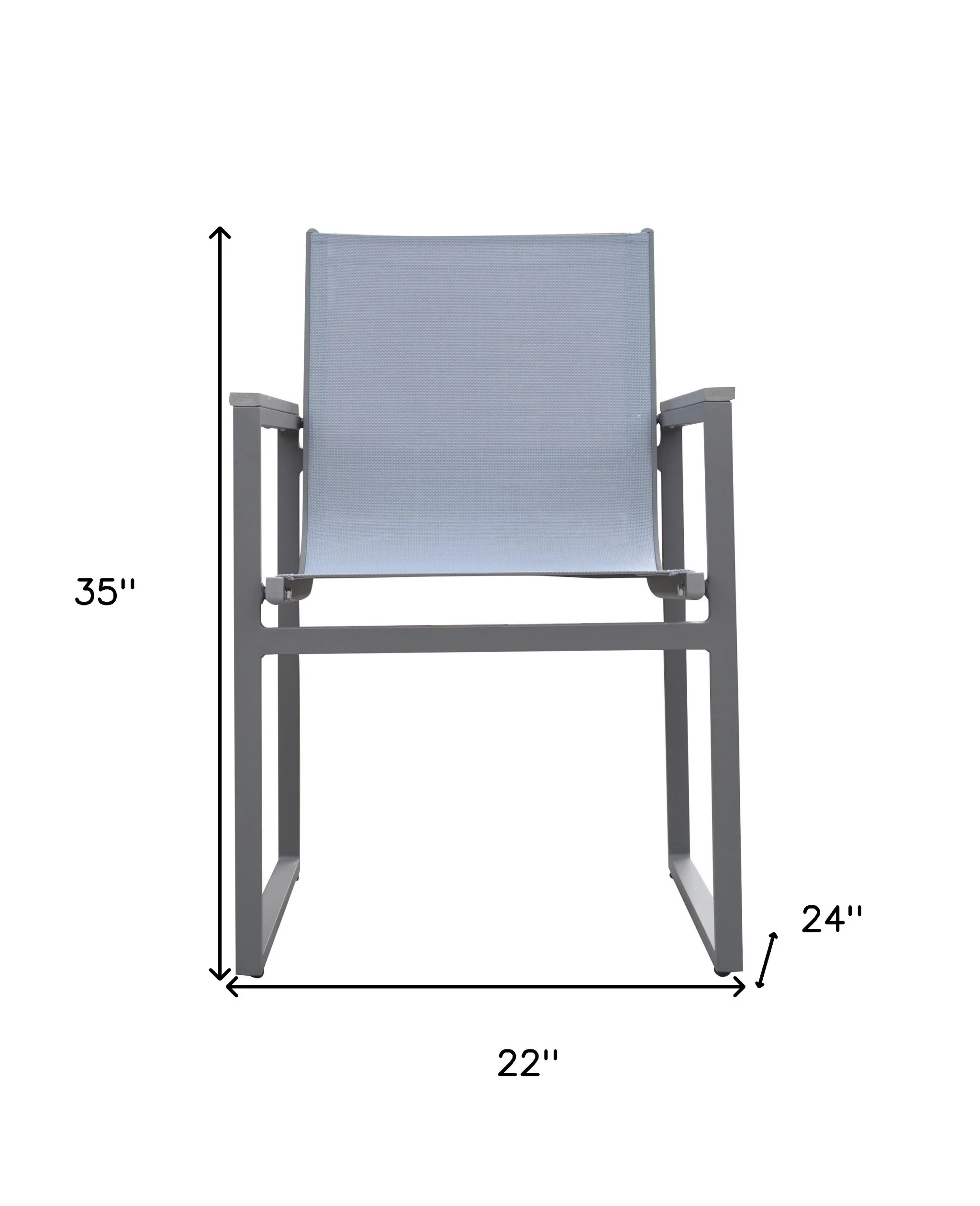 Set of Two Light Gray Metal Outdoor Dining Chair By Homeroots - Image 6