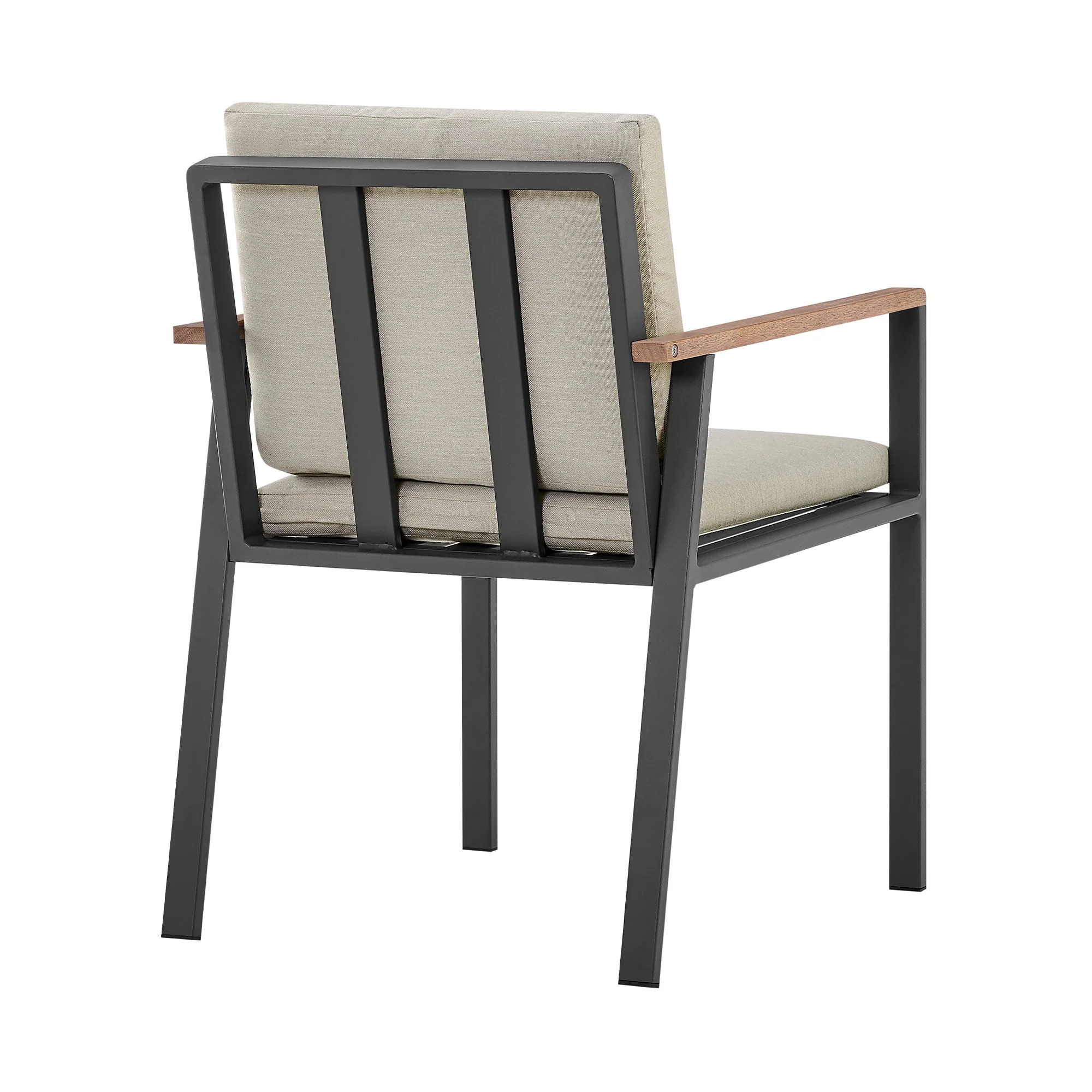 Set of Two Light Gray Solid Wood Outdoor Dining Chair with Taupe Cushion By Homeroots - Image 3