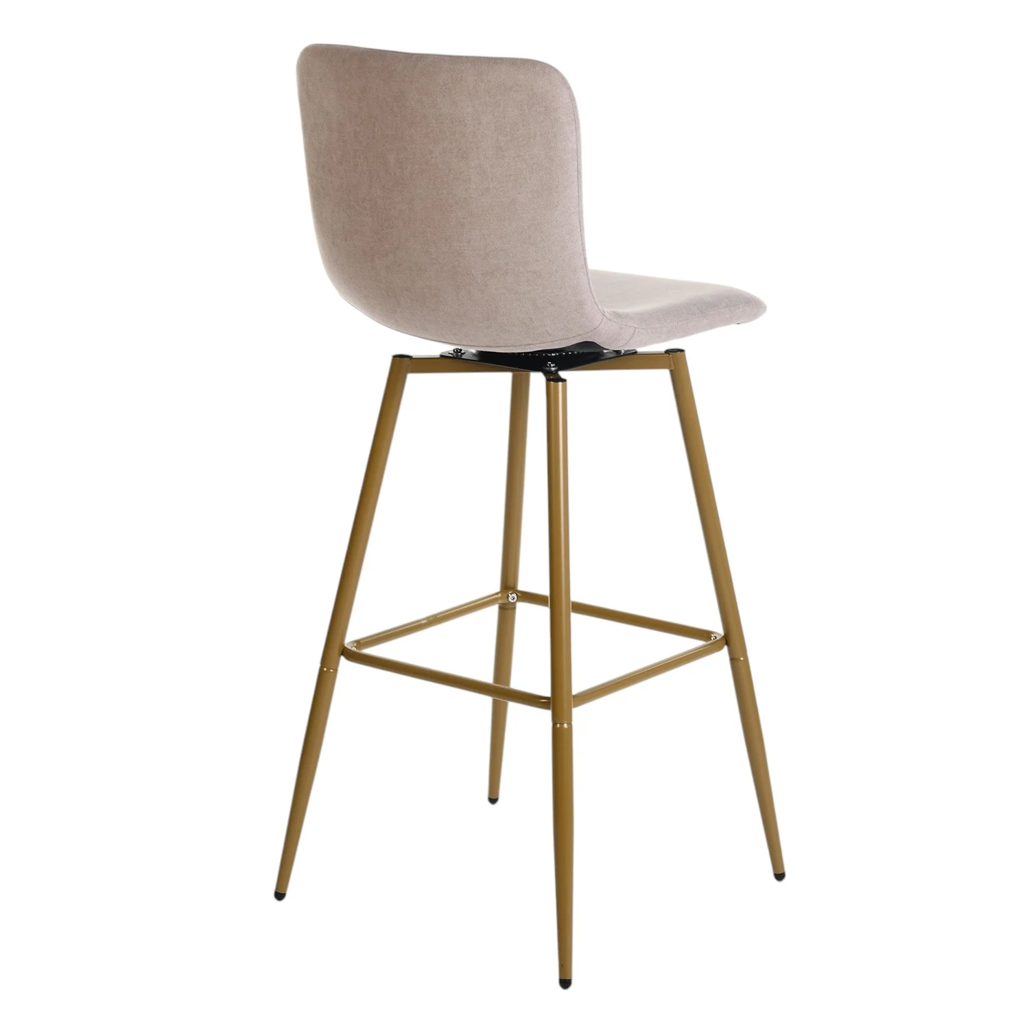 Set of Two Light Taupe and Gold Fabric and Steel Bar Height Swivel Bar Chairs By Homeroots - Image 2