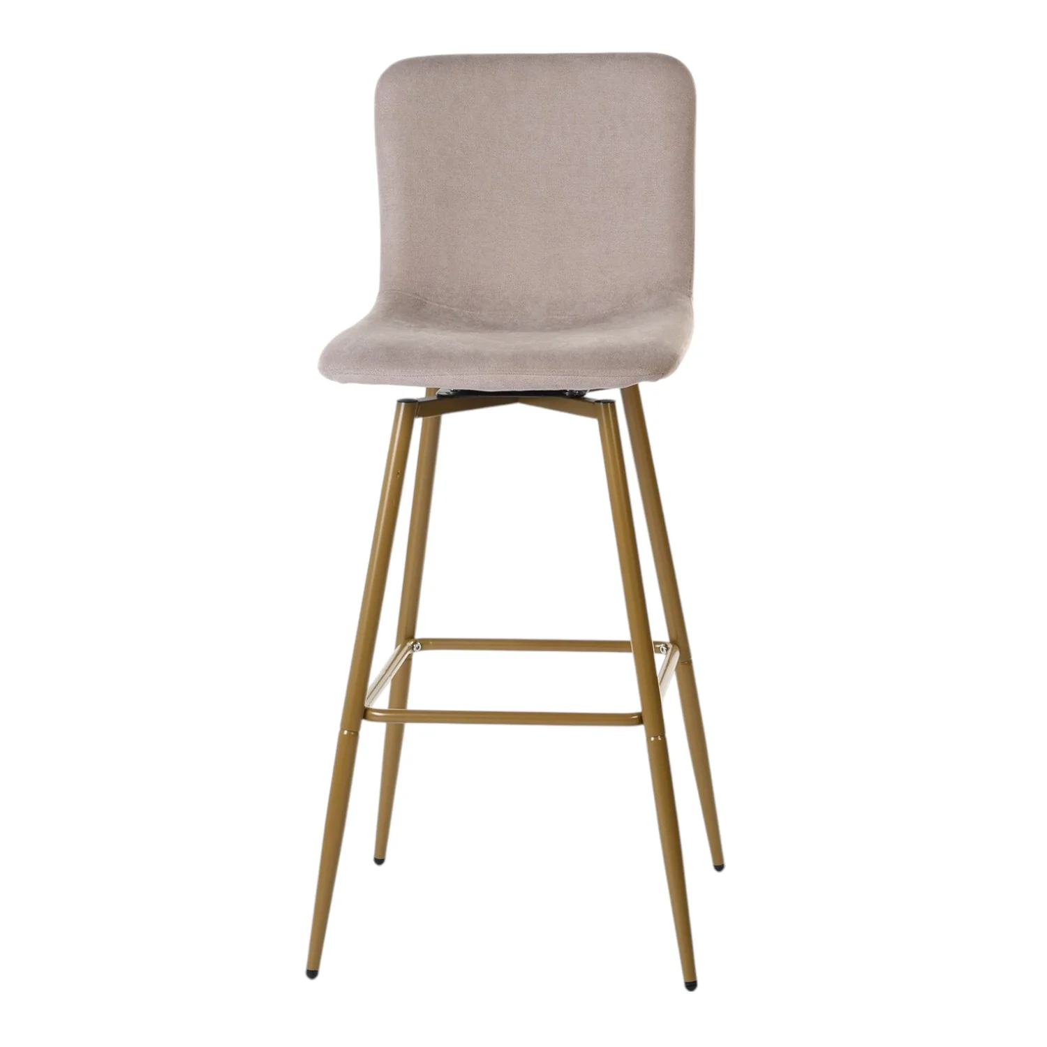 Set of Two Light Taupe and Gold Fabric and Steel Bar Height Swivel Bar Chairs By Homeroots - Image 3