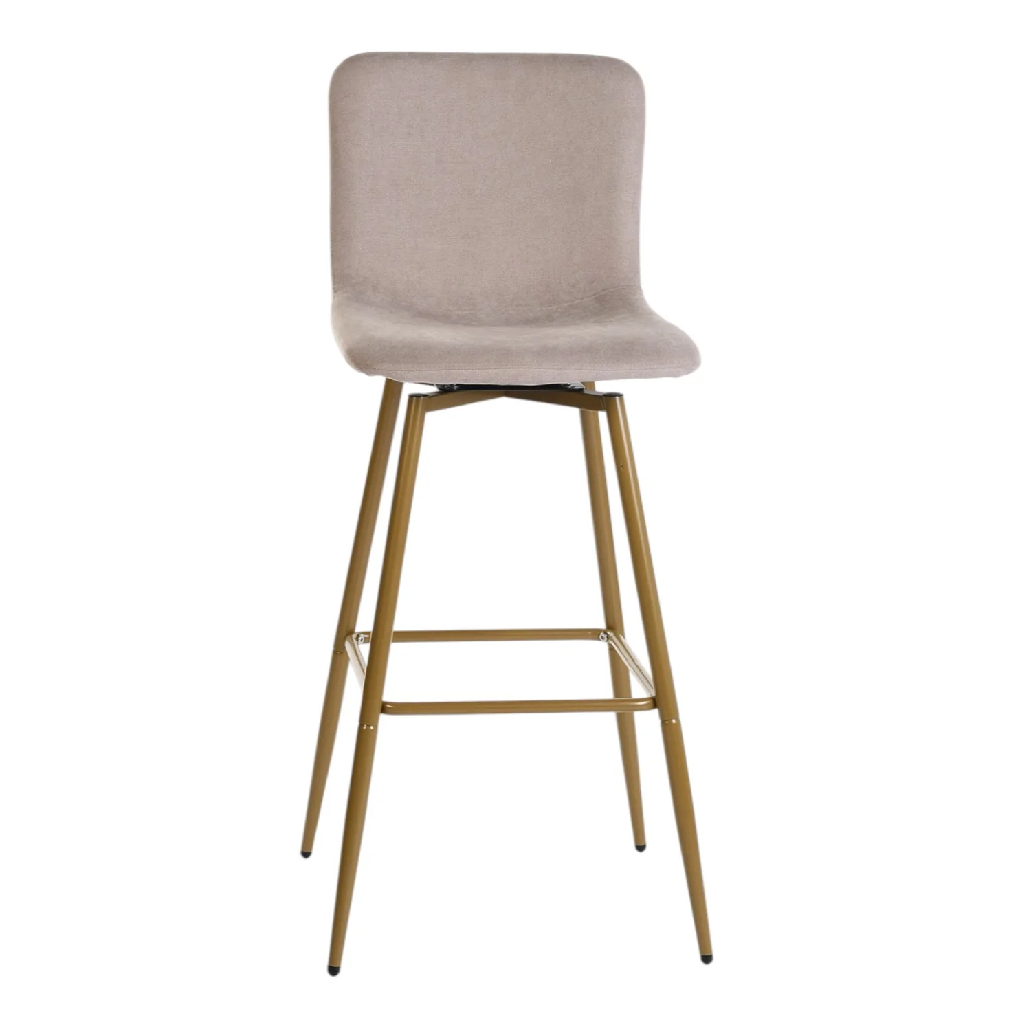 Set of Two Light Taupe and Gold Fabric and Steel Bar Height Swivel Bar Chairs By Homeroots - Image 4