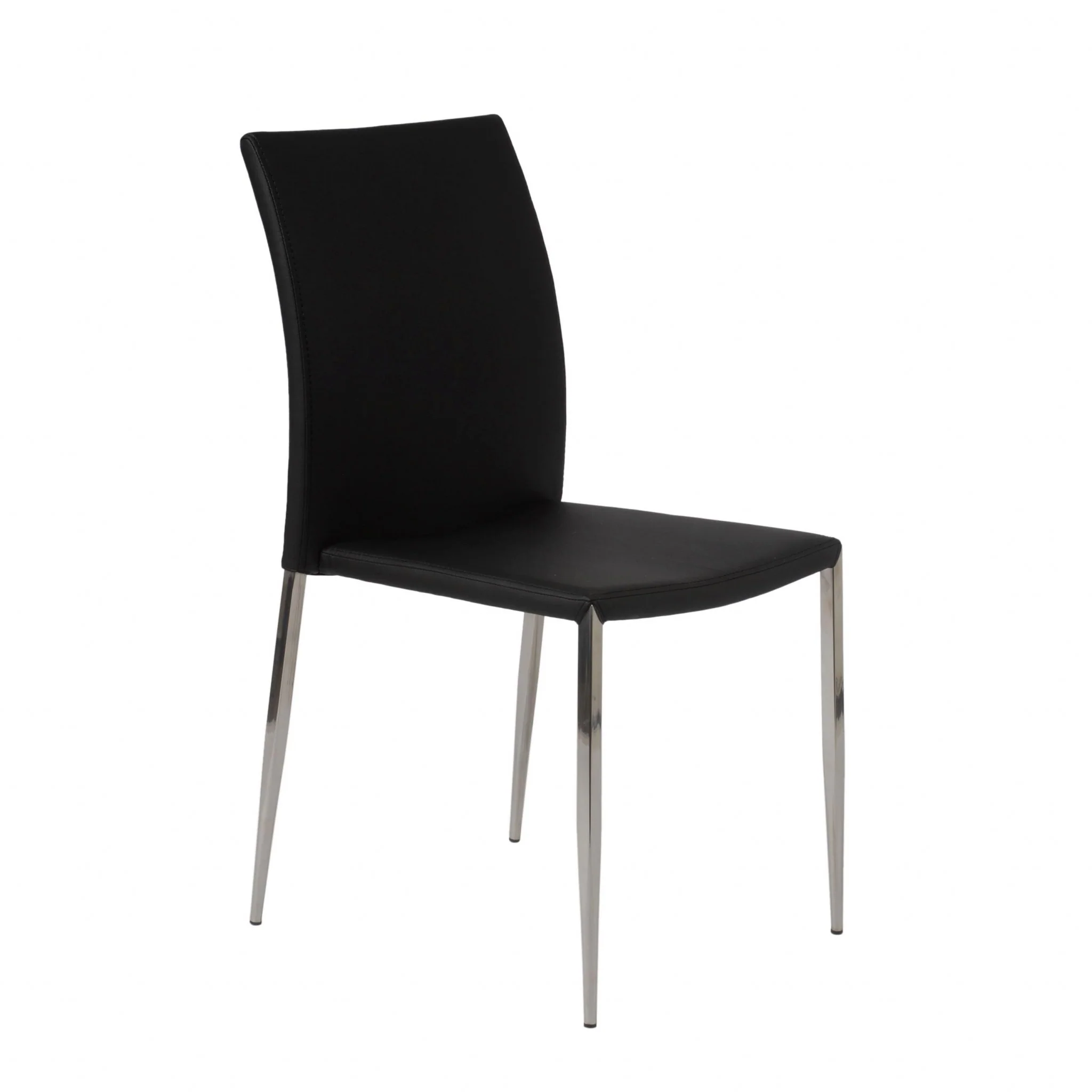 Set Of Two Long Back Black Faux Leather Chairs By Homeroots - Image 2