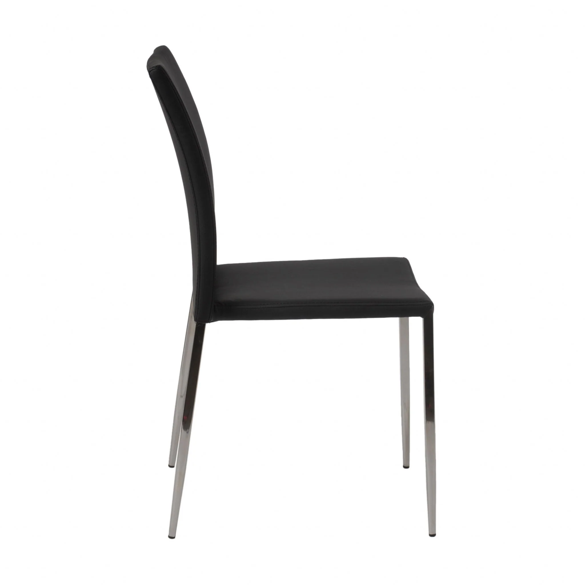 Set Of Two Long Back Black Faux Leather Chairs By Homeroots - Image 3