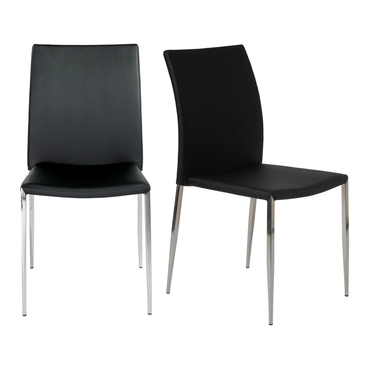 Set Of Two Long Back Black Faux Leather Chairs By Homeroots - Image 5