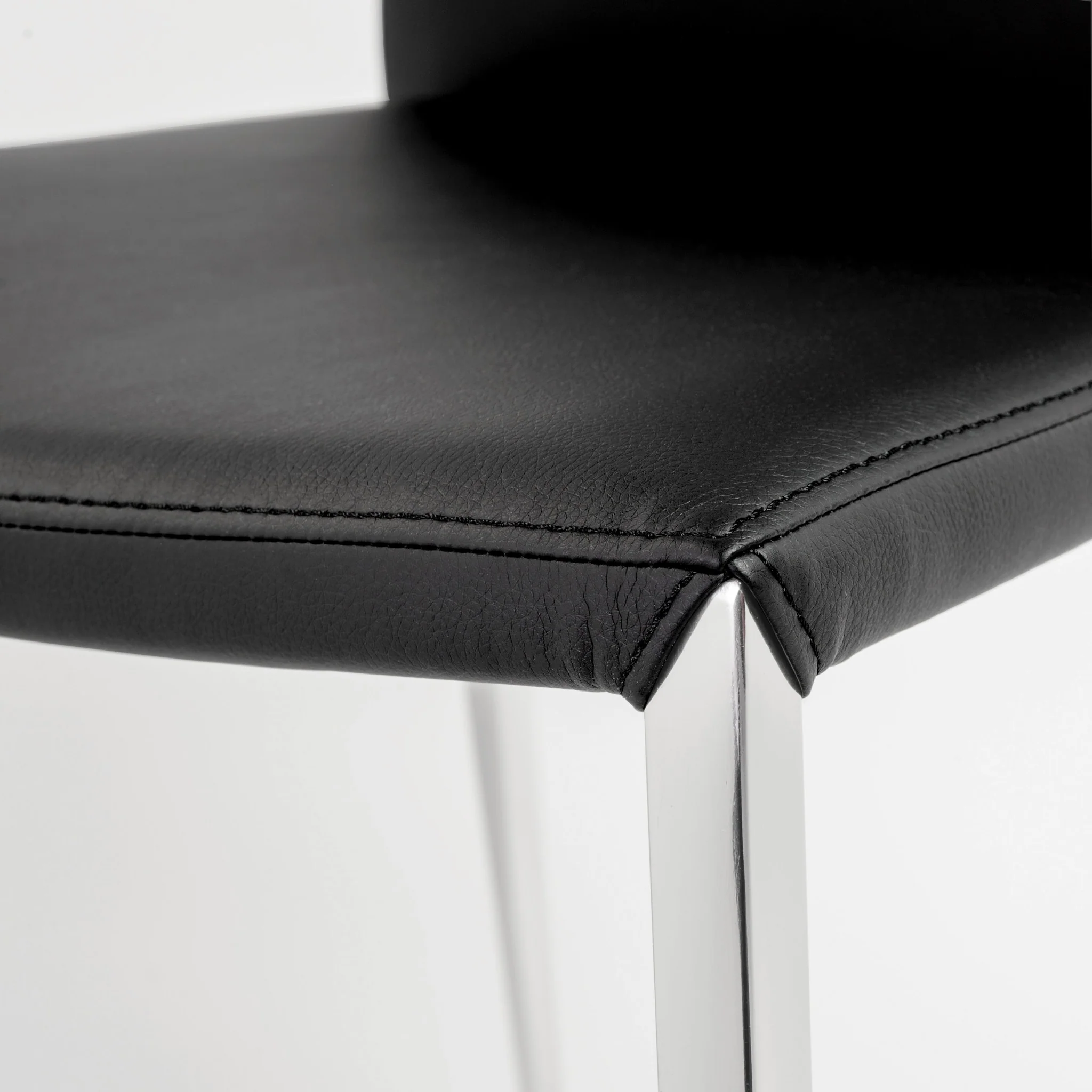 Set Of Two Long Back Black Faux Leather Chairs By Homeroots - Image 6