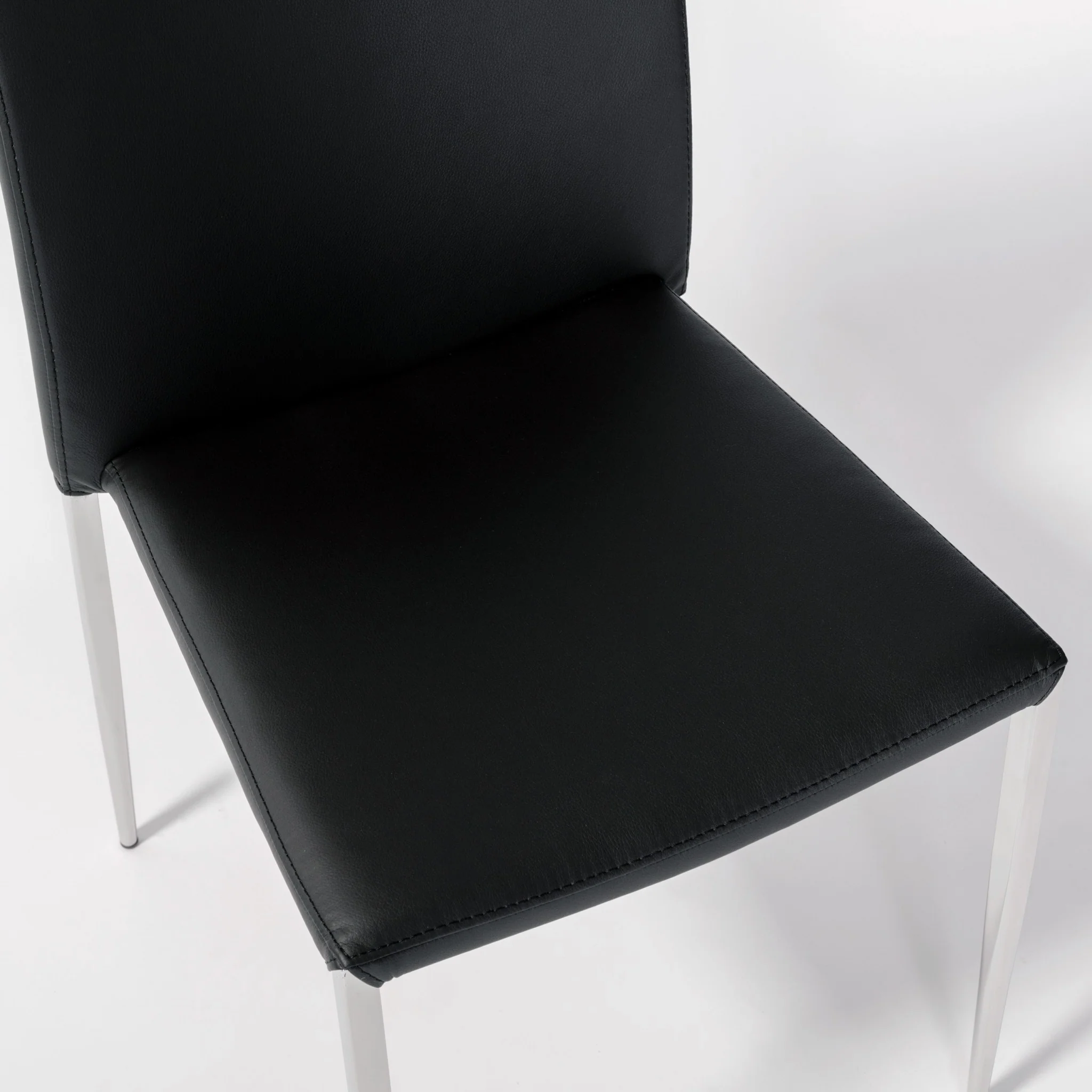 Set Of Two Long Back Black Faux Leather Chairs By Homeroots - Image 7