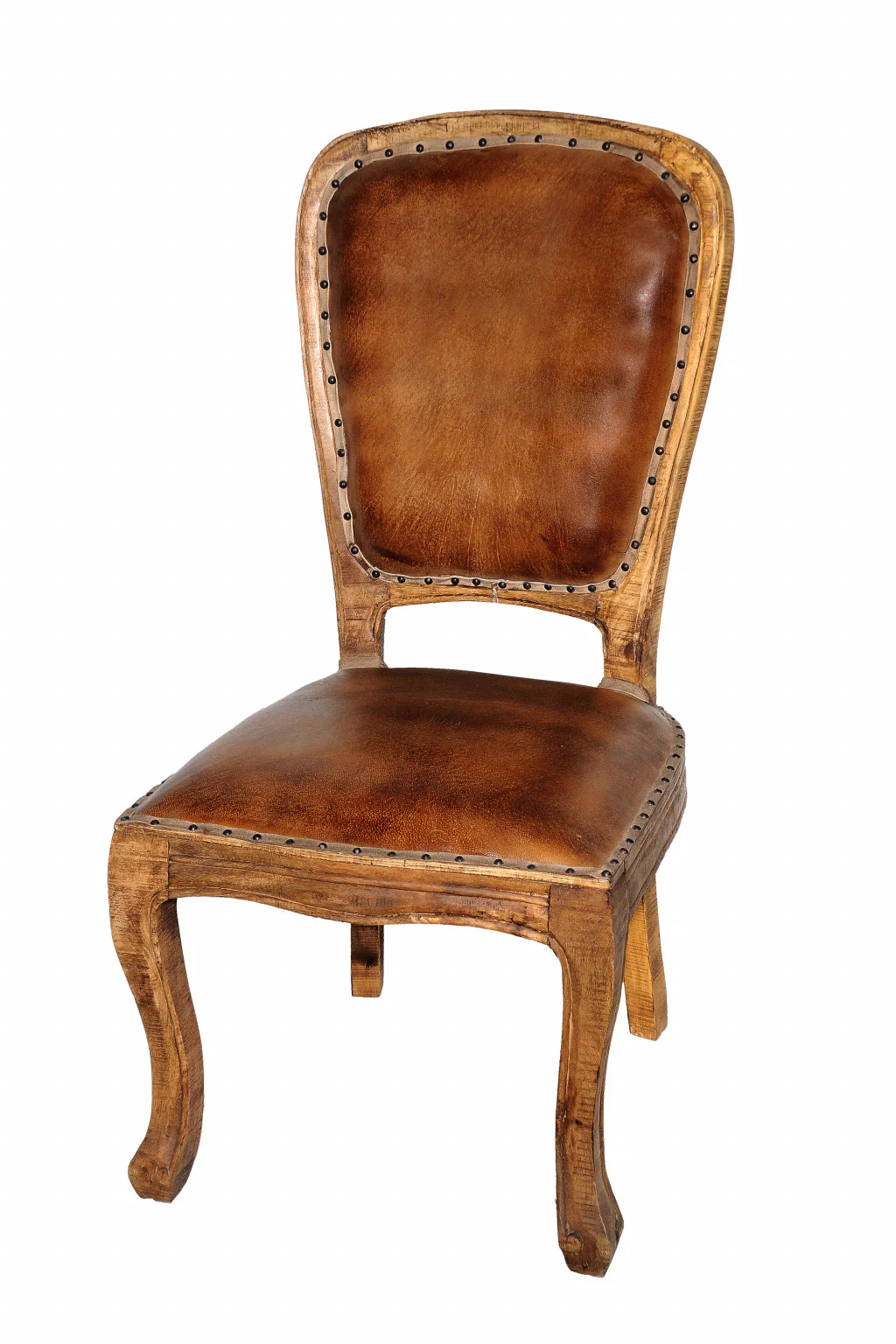 Set of Two Mahogany And Brown Upholstered Leather King Louis Back Dining Side Chairs By Homeroots - Image 2