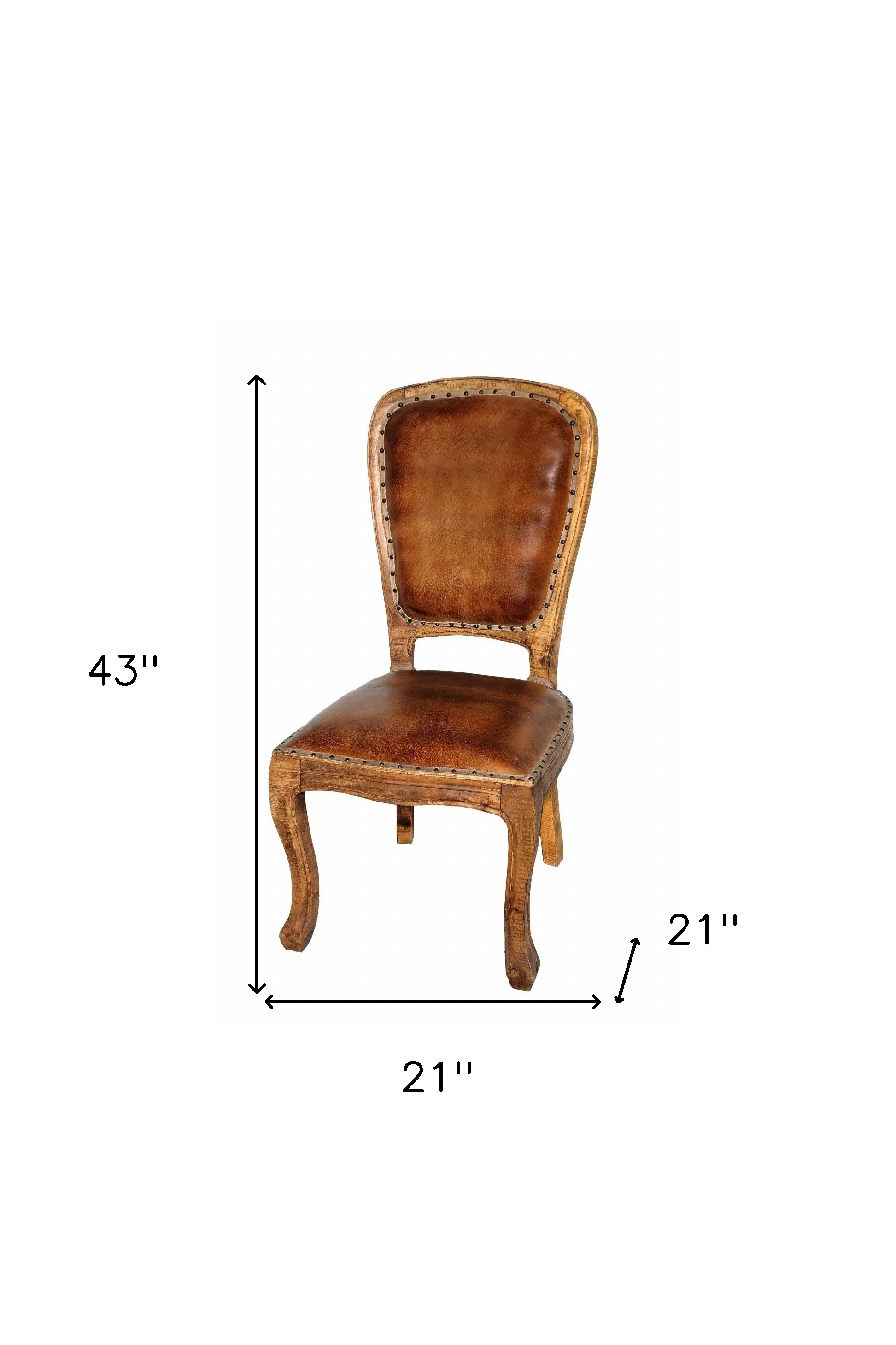 Set of Two Mahogany And Brown Upholstered Leather King Louis Back Dining Side Chairs By Homeroots - Image 5