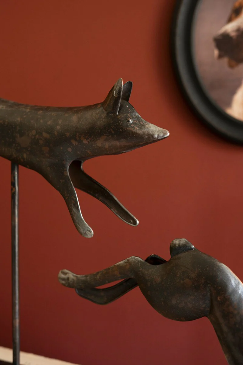 Set Of Two Metal Fox And Rabbit On Stands By Kalalou - Image 2