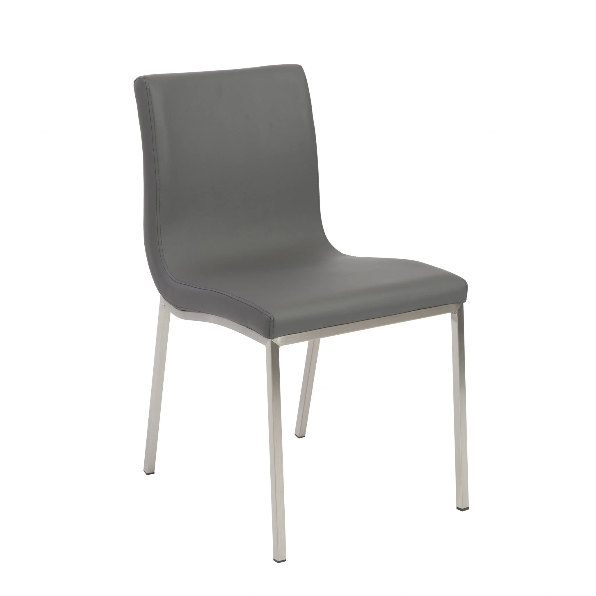 Set Of Two Minimalist Light Gray Faux Faux Leather Chairs By Homeroots - Image 2
