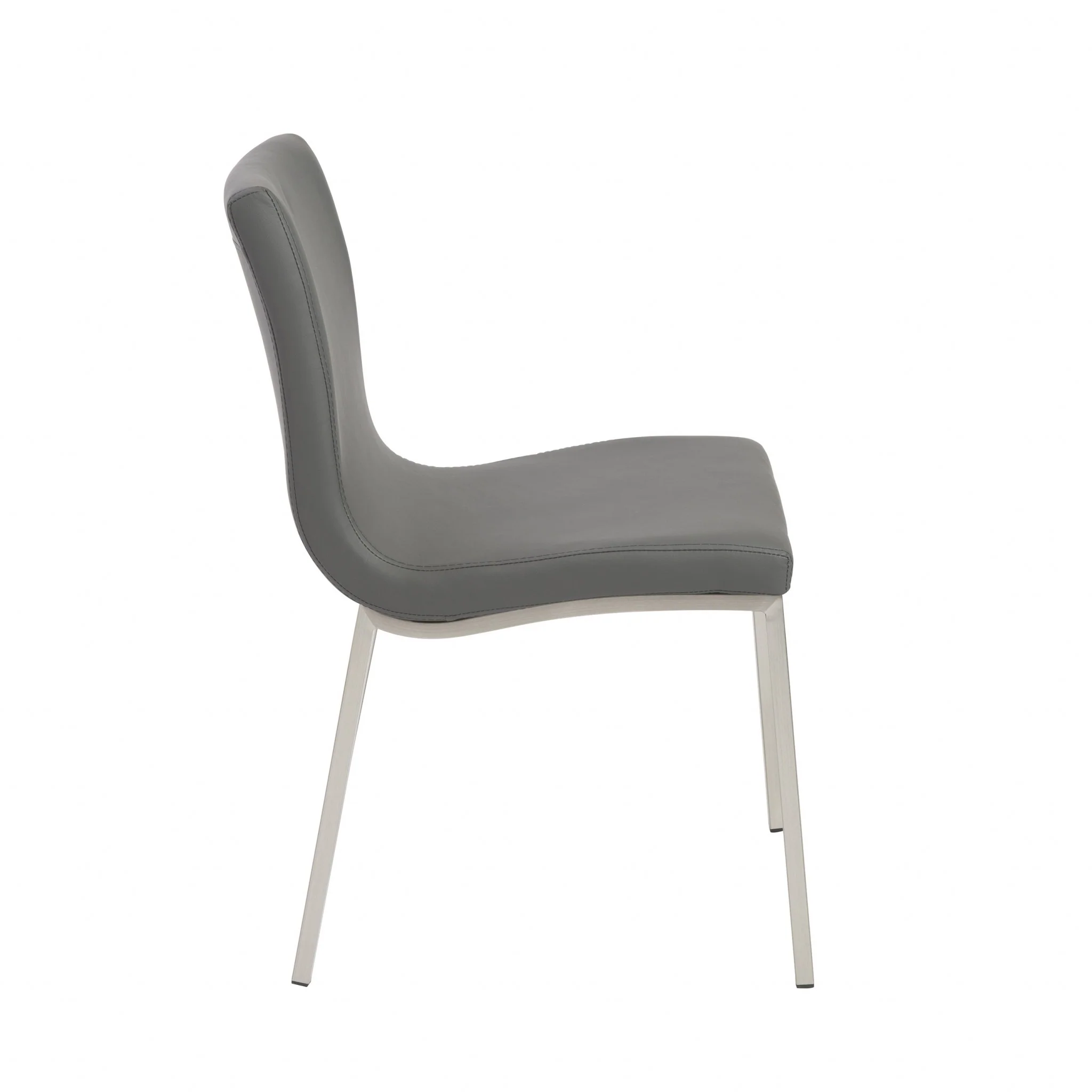 Set Of Two Minimalist Light Gray Faux Faux Leather Chairs By Homeroots - Image 3