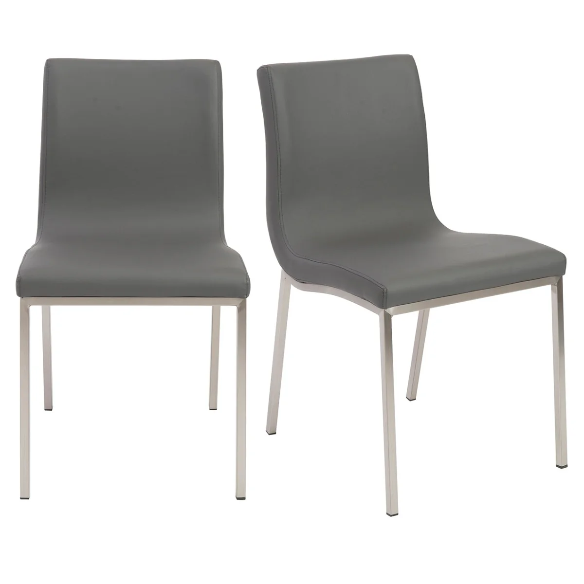 Set Of Two Minimalist Light Gray Faux Faux Leather Chairs By Homeroots - Image 5