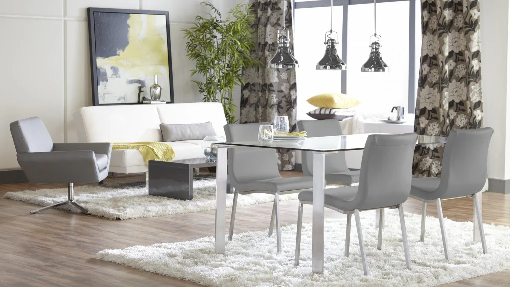 Set Of Two Minimalist Light Gray Faux Faux Leather Chairs By Homeroots - Image 6