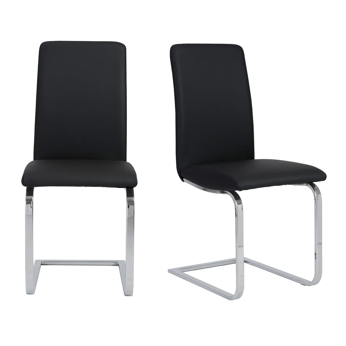 Set Of Two Mod Black And Silver Dining Chairs By Homeroots - Image 5