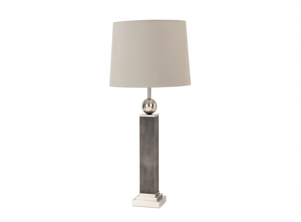Set of Two Modern Distressed Gray and Silver Table Lamps By Homeroots